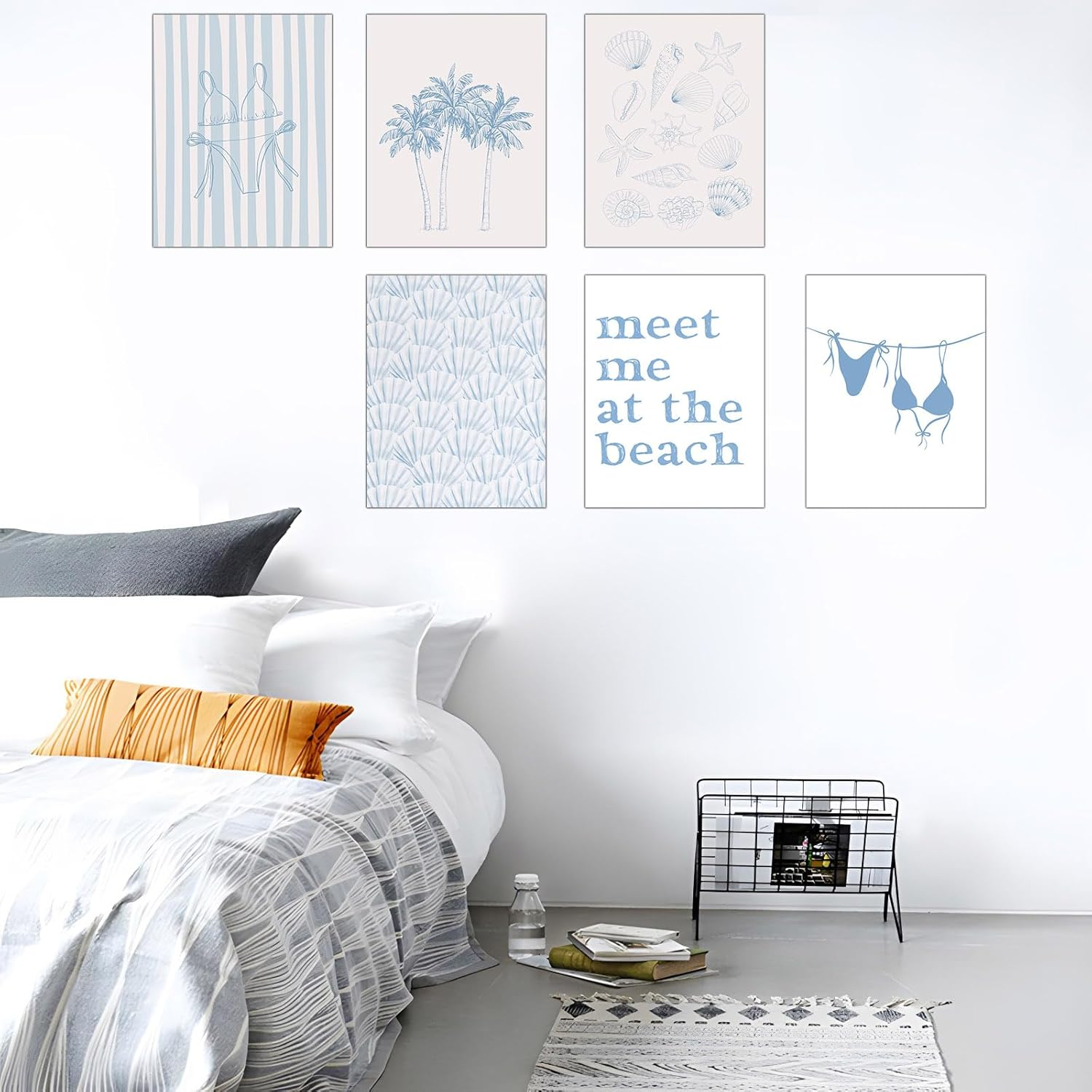 Blue Coastal Beach Wall Art Poster Summer Surf Gallery Canvas Wall, Coastal Cowgirl Aesthetic Room Decor Surf up Prints, Beachy Coastal Wall Art Life Poster Preppy Beach Print Artwork Painting (Poster image number 2