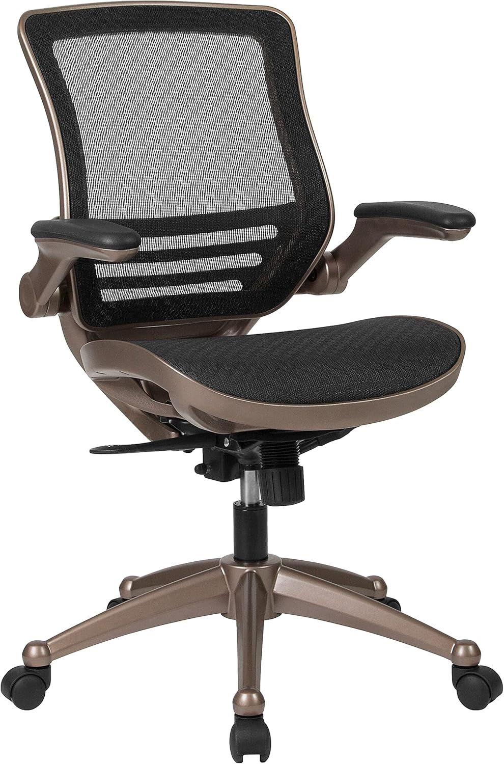Flash Furniture Mid-Back Transparent Black Mesh Executive Swivel Office Chair with Melrose Gold Frame and Flip-Up Arms, BL-8801X-GG image number 1