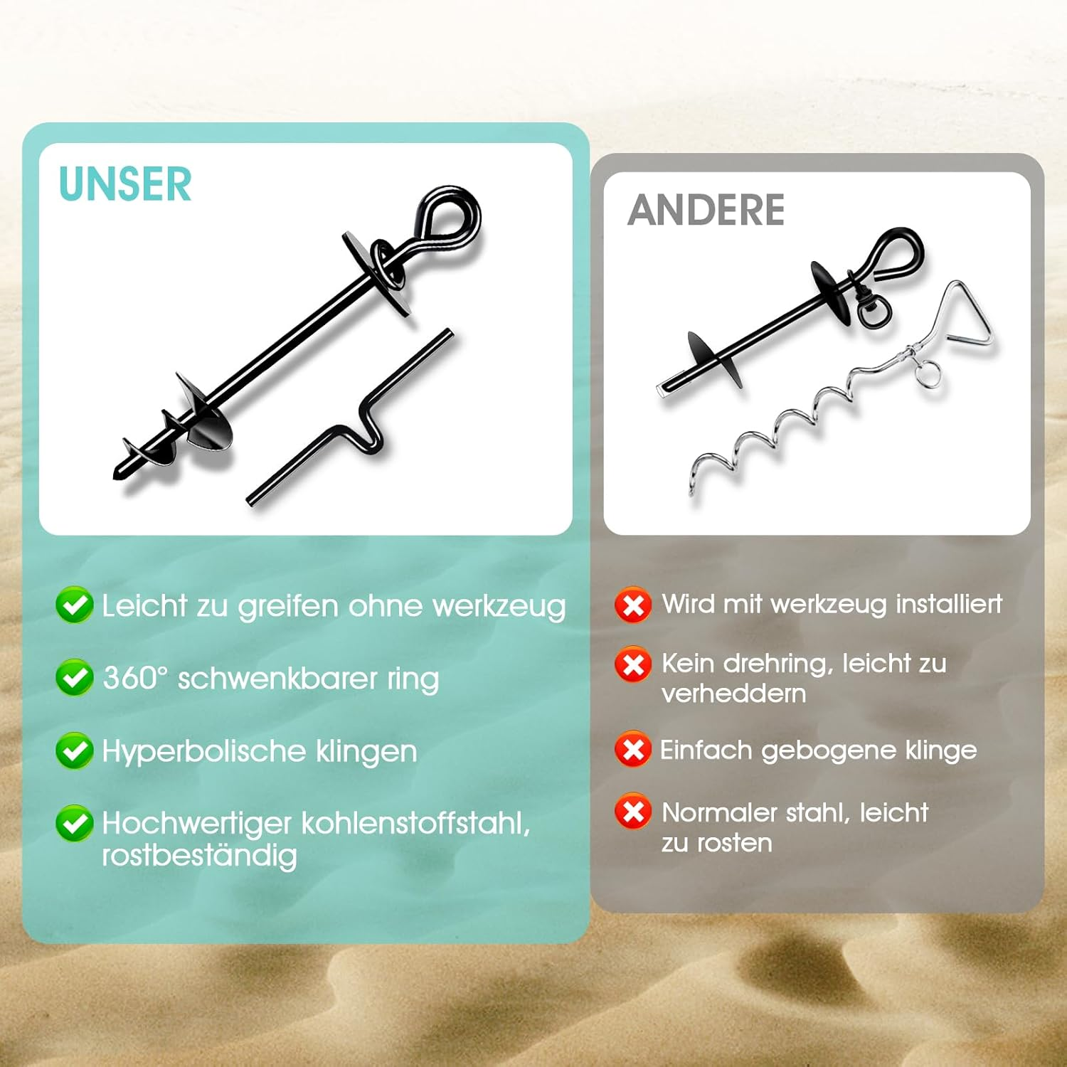 Ground Anchor Dog, Ground Anchor for Screwing in for Small, Medium, Large Dogs up to 220 Lbs, Spiral Blade Anchor Stake for Yard, Lawn and Beach (Rounded) image number 3