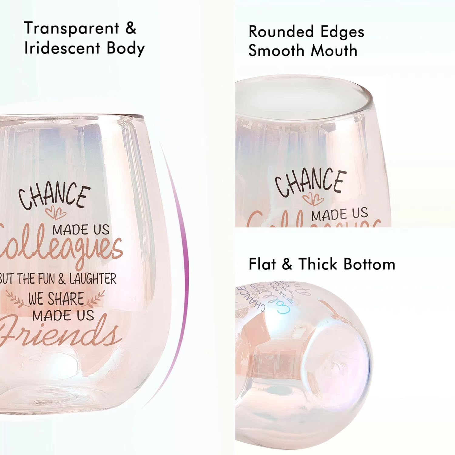 SHENDONG Chance Made Us Colleagues Stemless Wine Glass,15Oz Iridescent Glass Cup, Coworker BFF Present for Coworkers Going Away Employees Leaving,Farewell Retirement Party, Birthday Christmas Prisent - Dog Mom image number 3