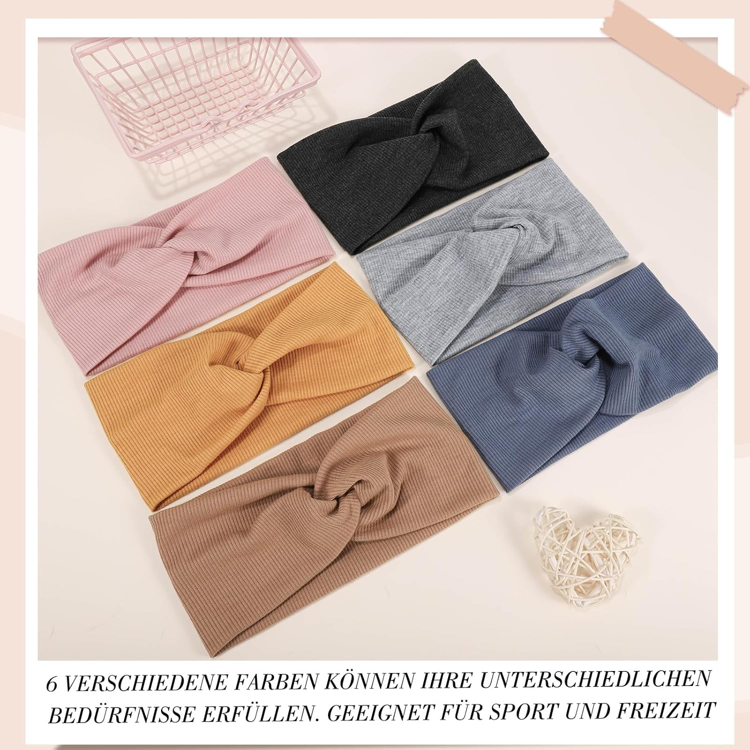 6 Pieces Women'S Headband Elastic Soft Headbands Sports Hair Bands for Yoga Fitness Jogging