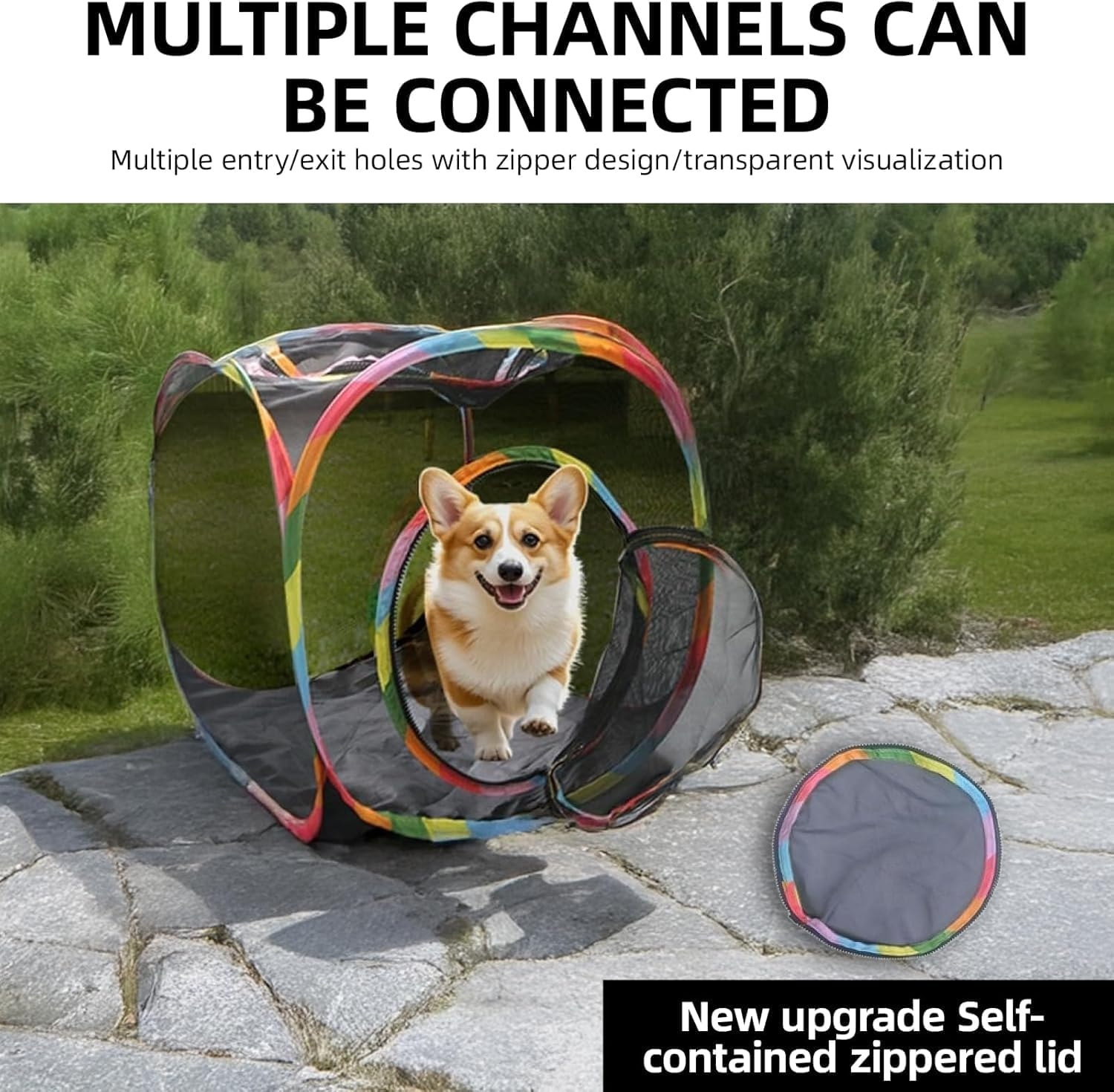 Foldable Pop Open Pet Playhouse, 1Pc Pop Open Design Outdoor Cat Enclosure Play Mesh Cube, Foldable Animal Pop Open Playhouse Cube for Puppy or Kitten image number 4