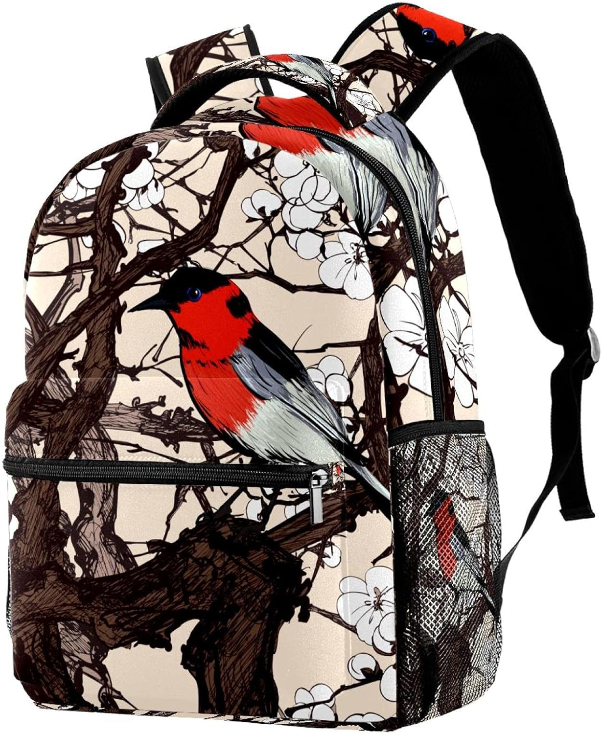 Little Imaginary Red Bird in a Cherry Blossoms Backpack Students Shoulder Bags Travel Bag College School Tote Backpacks image number 3