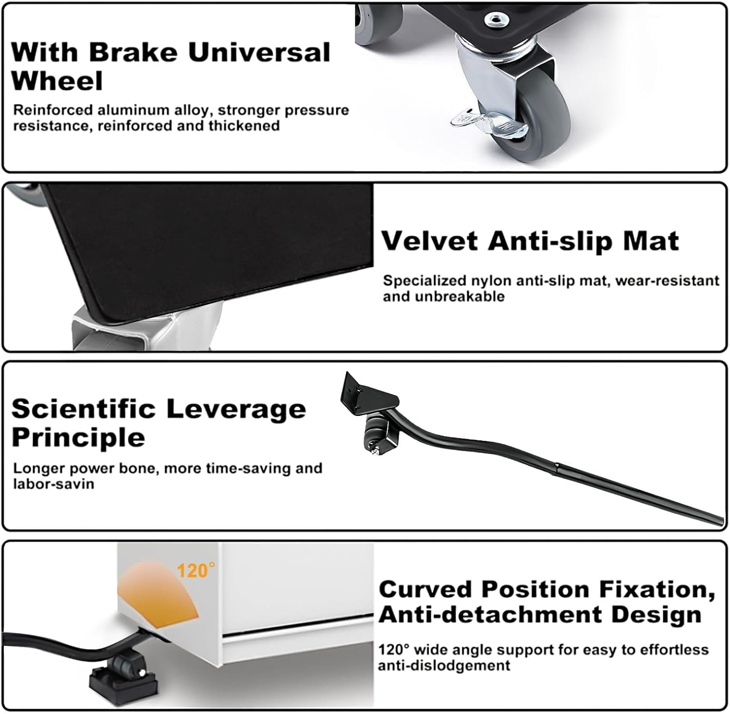 Heavy Duty Furniture Movers with 5 Wheels & Lifter Set, 1400Kg Load Capacity Furniture Mover with 360&deg; Rotation Wheels, Lock Dollies Furniture Lifter Set for Heavy Furniture Refrigerator Sofa Cabinet image number 4