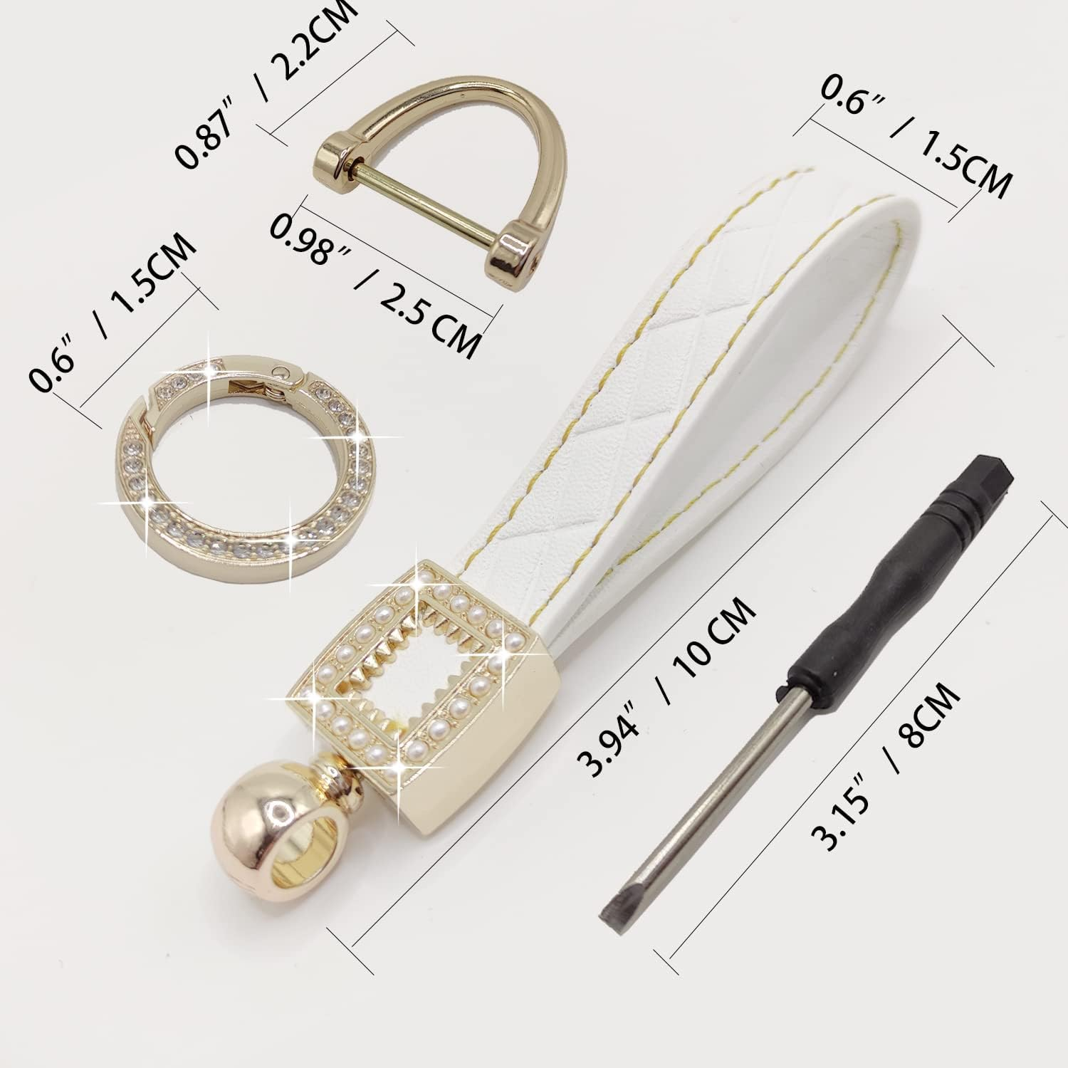 Daemson Microfiber Leather Car Keychain, Bling Diamond Keychains for Women, Car Key Fob Holder with 360 Degree Rotatable - Blue image number 6