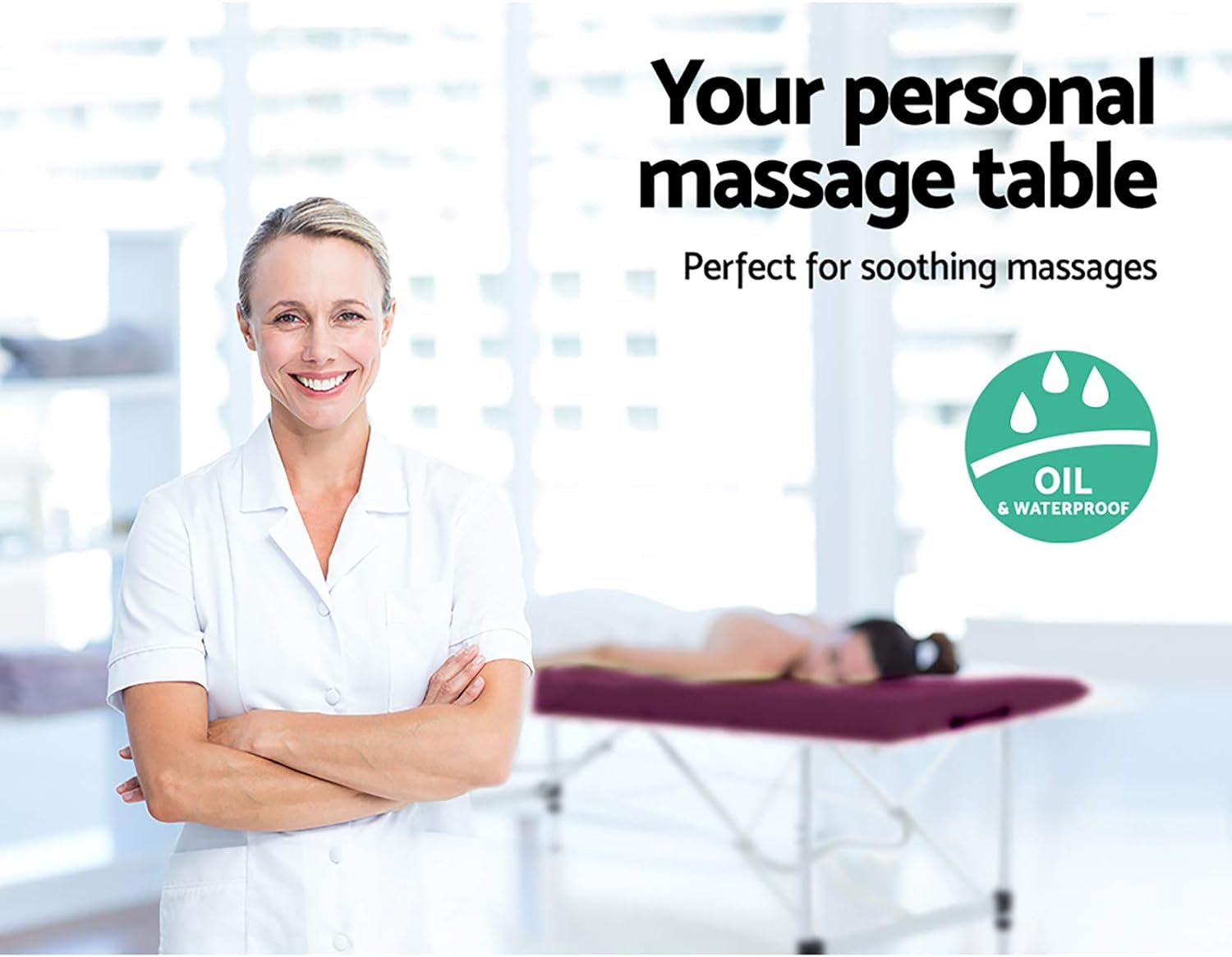 Zenses Massage Table Violet 75Cm Portable Aluminium, Massages Therapy Bed Headrest Chairs, Folding 3 Fold Beauty Spa Waxing Bounes Cover Covers Carry Bag image number 5