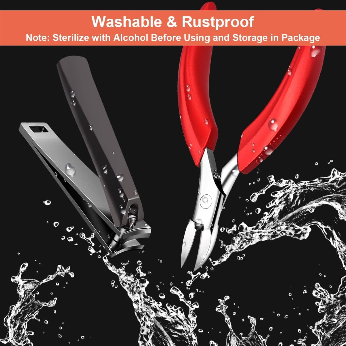 Orelex Nail Scissors, Nail Cutter for Ingrown and Curly Nails, Fingernail Clipper with Nail File, Ergonomic Comfort Grip, Professional Stainless Steel