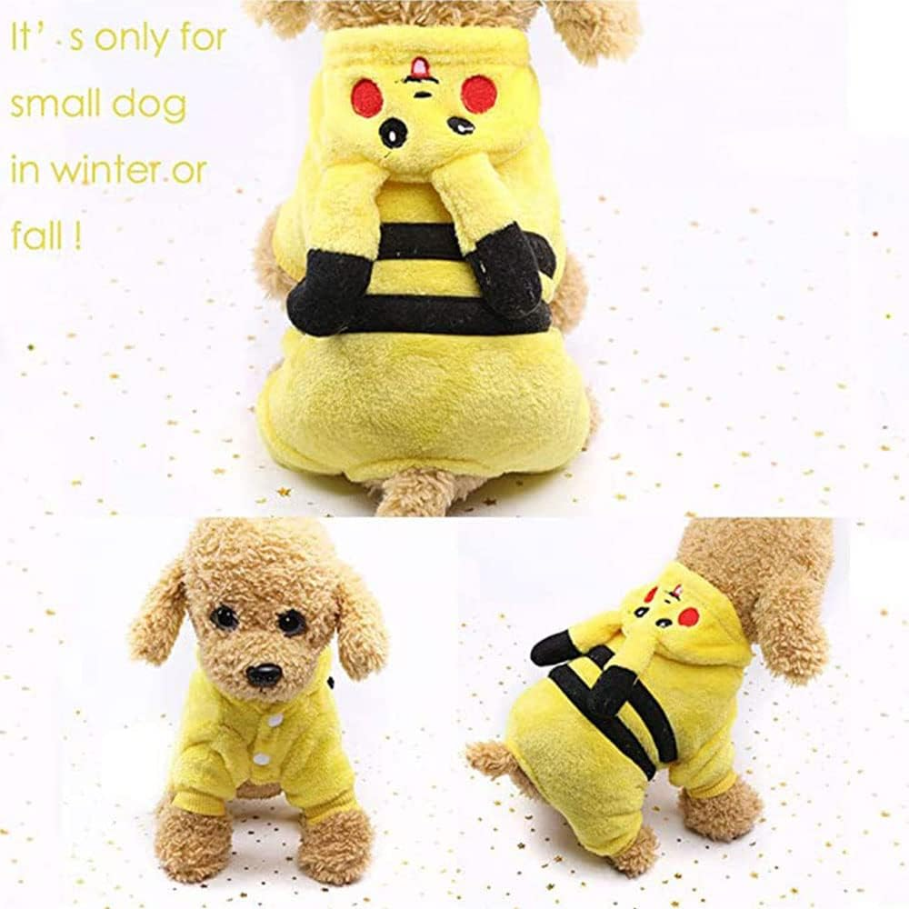 Cute Soft Dog Costume Flannel Dog Coat Picachu Lovely Warm Dog Clothes for Winter image number 6
