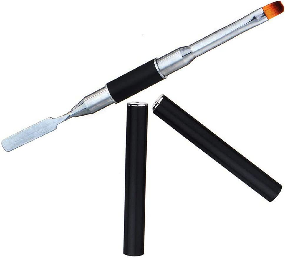 Polygel Nail Brush and Picker Tool Dual-Ended 2 in 1 Design Gel Nail Brush and Spatula Stainless Steel Tool for Nails Extension and Quick Building Gel (BK+PK+GD) image number 5
