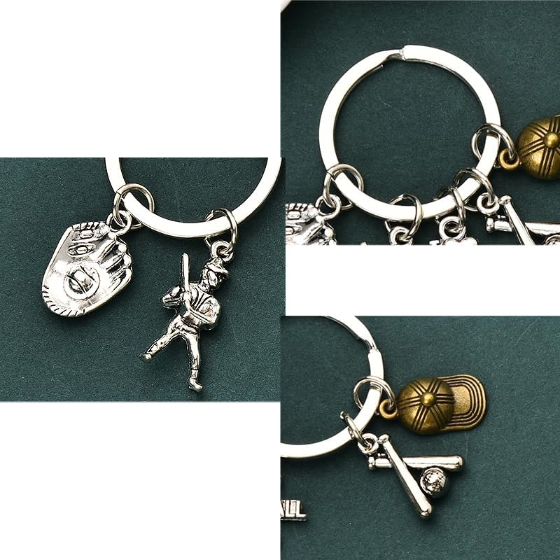 Baseball Birthday Gifts for Grandson Son Graduation Gifts for Boys Nephew Baseball Player Sports Team Gift Keychain for Men Trainer Coach Thank You Presents for Coach Softball Bag Charms for Backpack image number 1