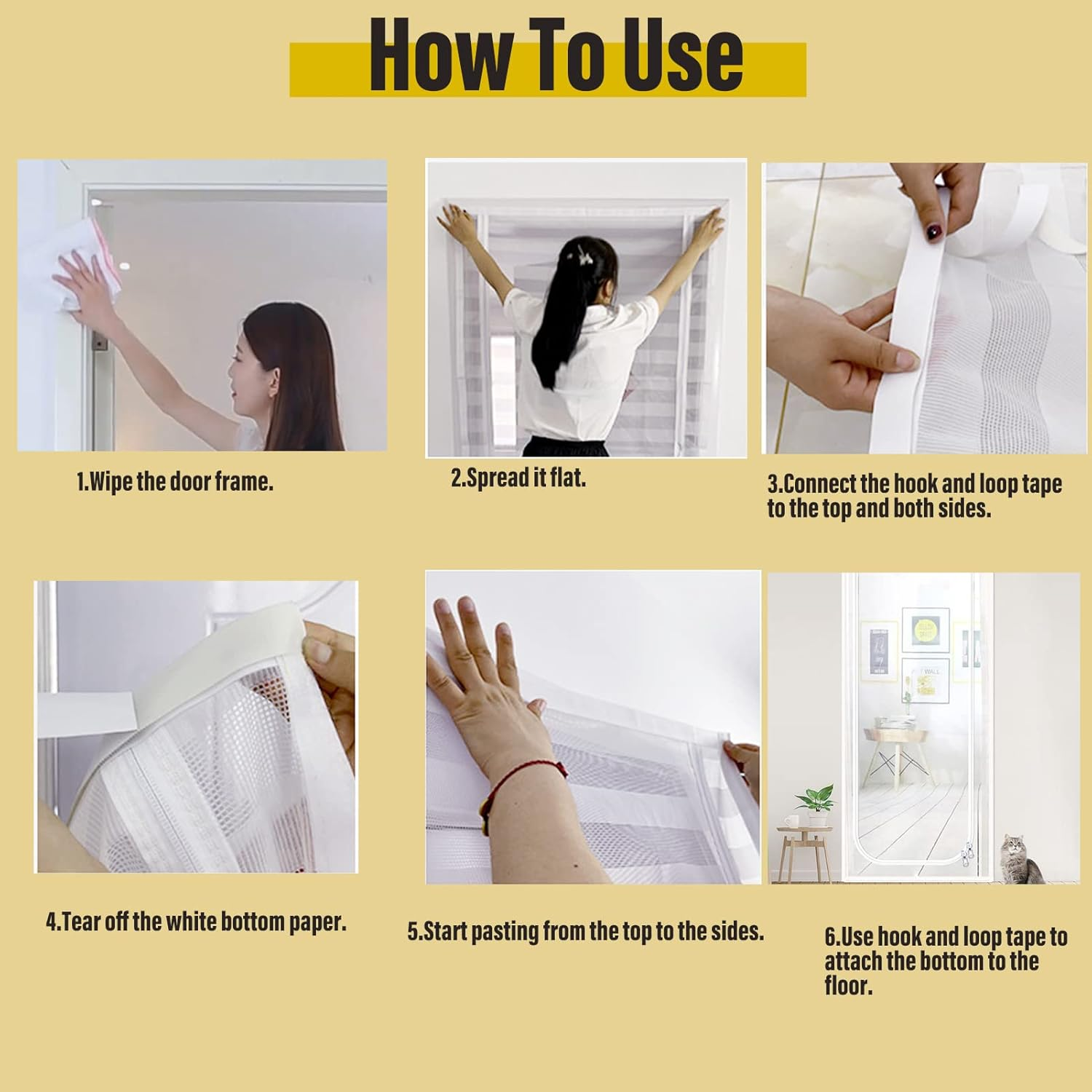 Cat Resistant Mesh Screen Door, 38" X 83" with Zipper Stop for Pets, Thickened Pet Screen for Home Bedroom, Living Room image number 3