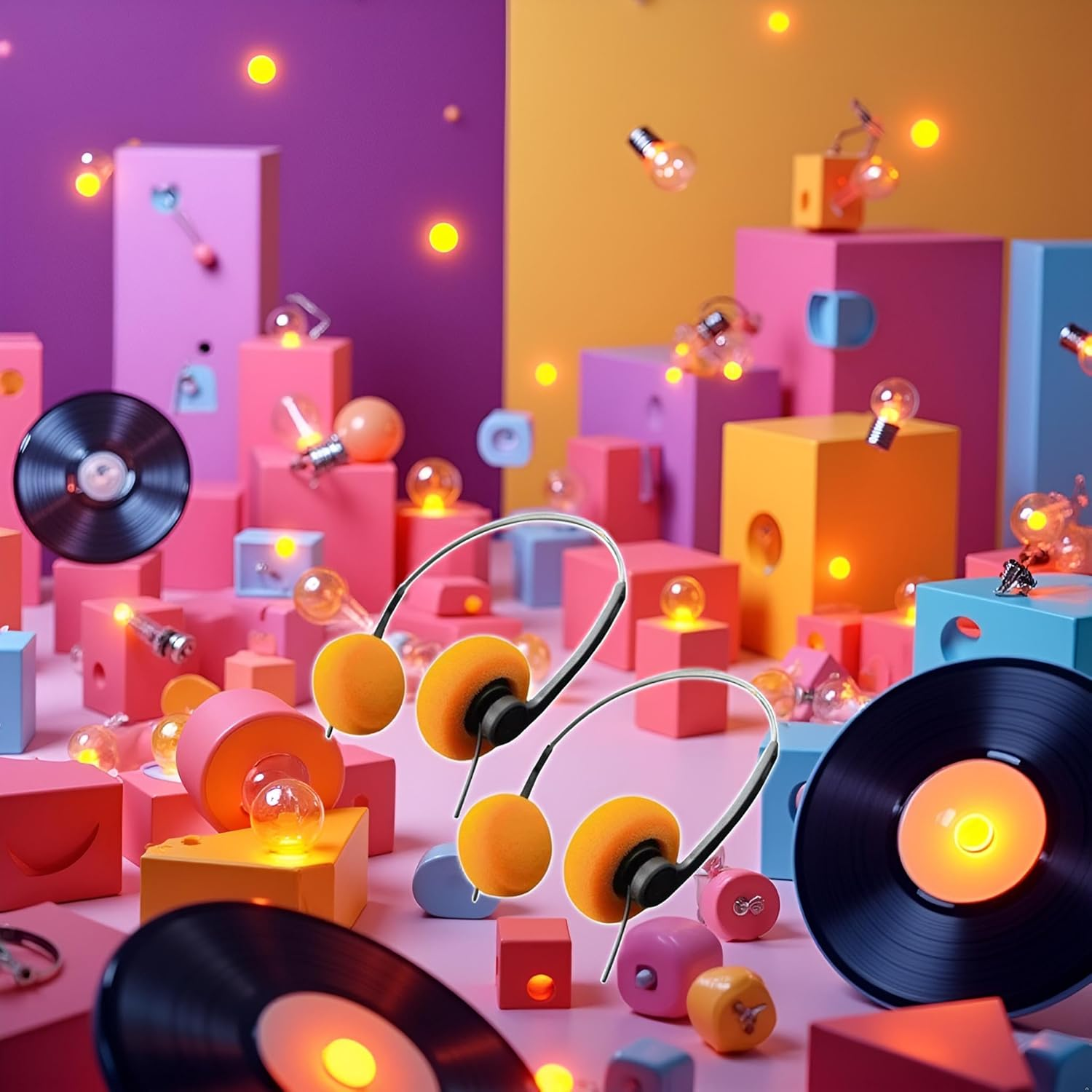 2Pcs Orange Retro Over-Ear Headphones,Wired Stereo Headphones,Headphone,Lightweight Portable Headphone with Adjustable Headband,Electronics image number 4