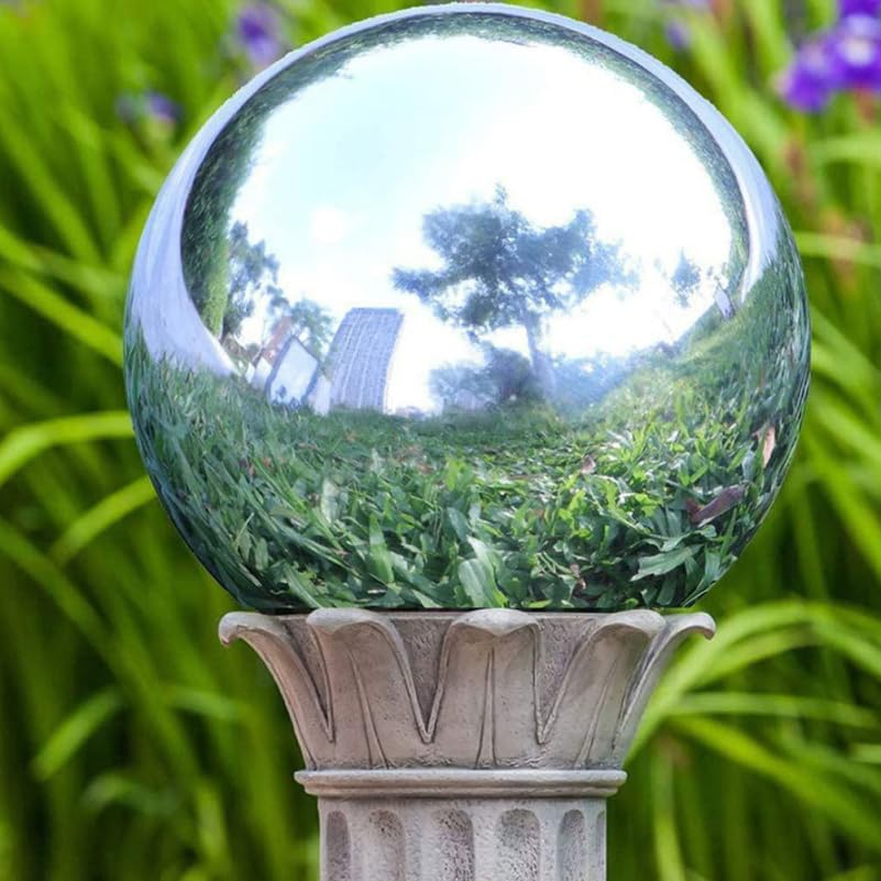 Gazing Balls, 150Mm Stainless Steel Mirror Polished Hollow Balls Reflective Ball Garden Gazing Mirror Globes for Pond Outdoor Swimming Pool Decoration image number 3