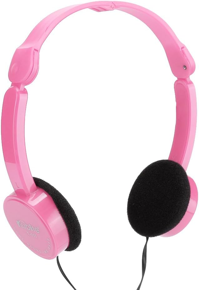 EVGATSAUTO Foldable Wired Headphones, Stereo Headset with Microphone for Kids, Lightweight 65G ABS Material, for Smartphone Tablet PC Skype Calls (Black)