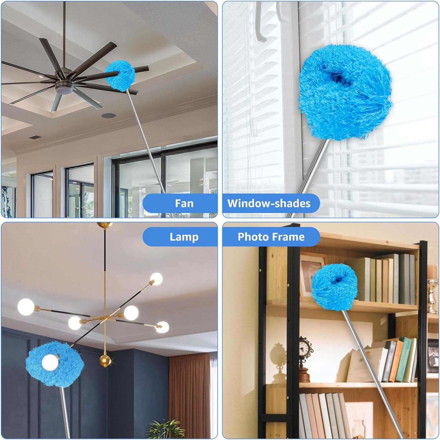 Fxvhojq Ceiling Fan Cleaner Duster with 57 Inch Telescopic Handle Reusable Microfiber Ceiling Fan Blade Cleaner Removable Duster with Extension Pole Ceiling Fan Cleaning Tool image number 2