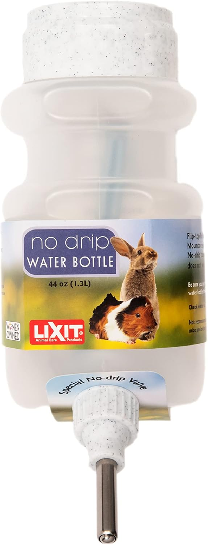 Lixit Top Fill No Drip Water Bottles for Rabbits, Ferrets, Hamsters, Guinea Pigs, Rats, Chinchillas and Other Small Animals (44 Ounce, Granite)