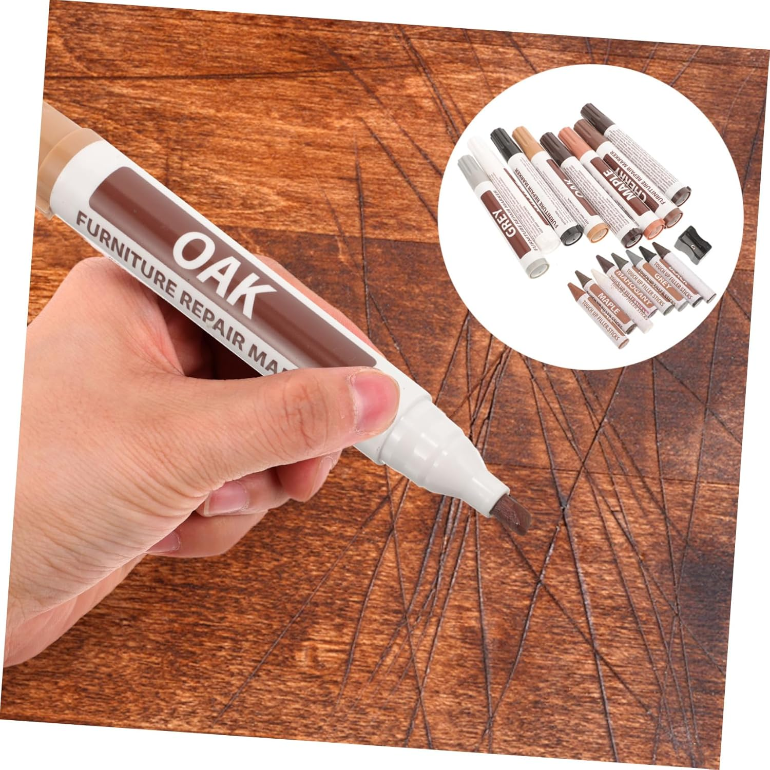 Baluue Wood Scratch Repair Markers Portable Paint Pens Furniture Refinishing Pen Kit Marker for Wood Floor Touch up Paint image number 5