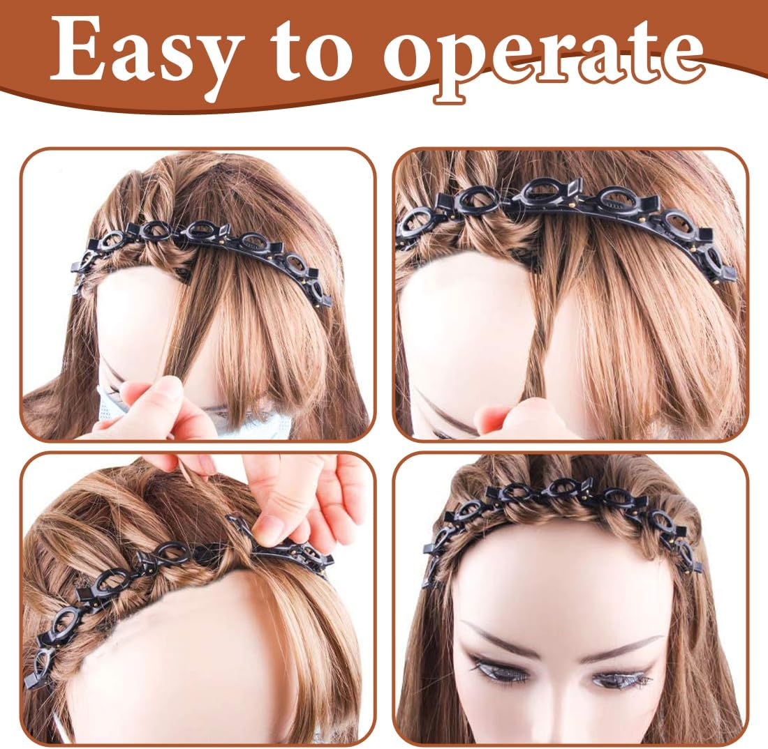 GXGM 6 Pieces Women'S Headband Clip, Hair Pin with Fringes, Women'S Headband with Clips, Hairpin Hairstyle Fringe, Hair Band with Tooth Comb image number 4