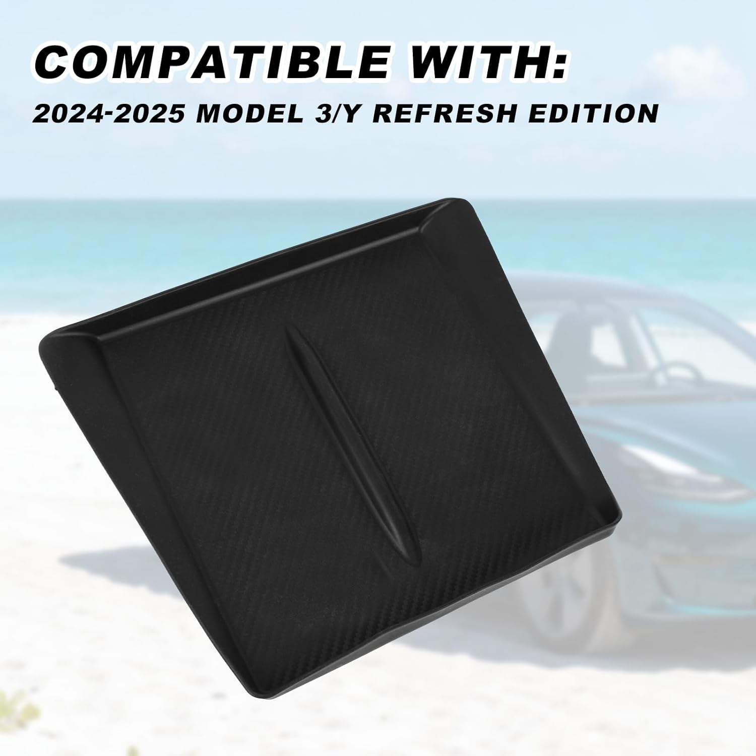 Center Console Non Slip Pad, Center Console Wireless Charging Pad Non-Slip Silicone Mat Suitable for 2026 2025 Model 3/Y Juniper New (Black) image number 3