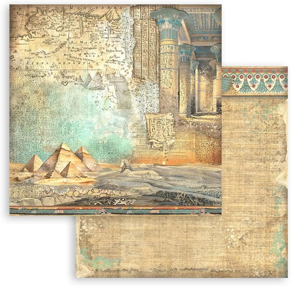 Stamperia Scrapbooking Small Pad 10 Sheets Cm 20.3 X 20.3 Cm Backgrounds Selection - Land of Pharaohs image number 5