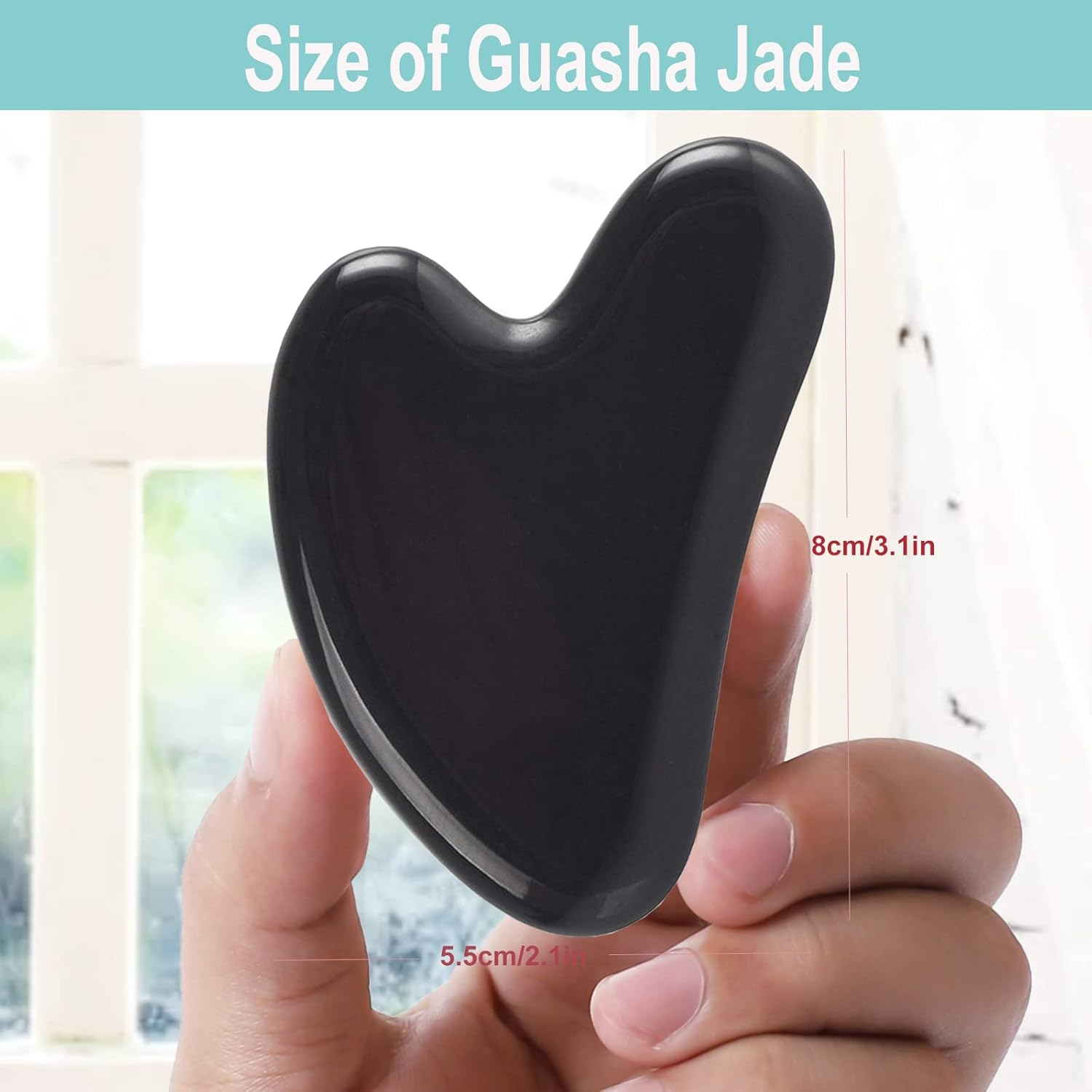 Gua Sha, Black Obsidian Guasha Massage Scraping Tool for Face Neck Body Firming, Muscle Tensions Relief image number 2