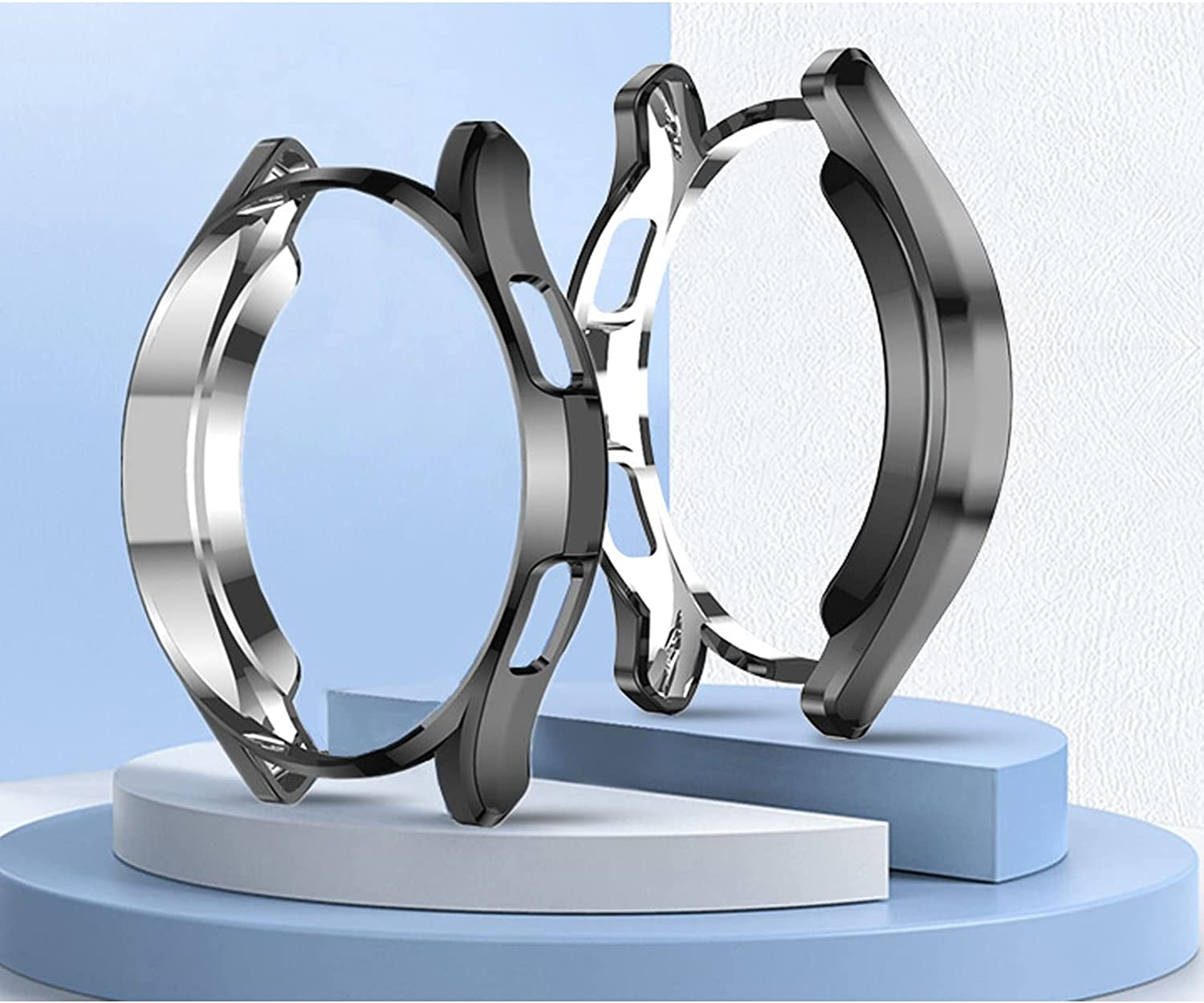 [2 Pack] for Samsung Watch 4 Classic 46Mm Case, Soft TPU Protective Cover Bumper Shell Compatible with Samsung Galaxy Watch 4 Classic 46Mm (Black+Transparent)