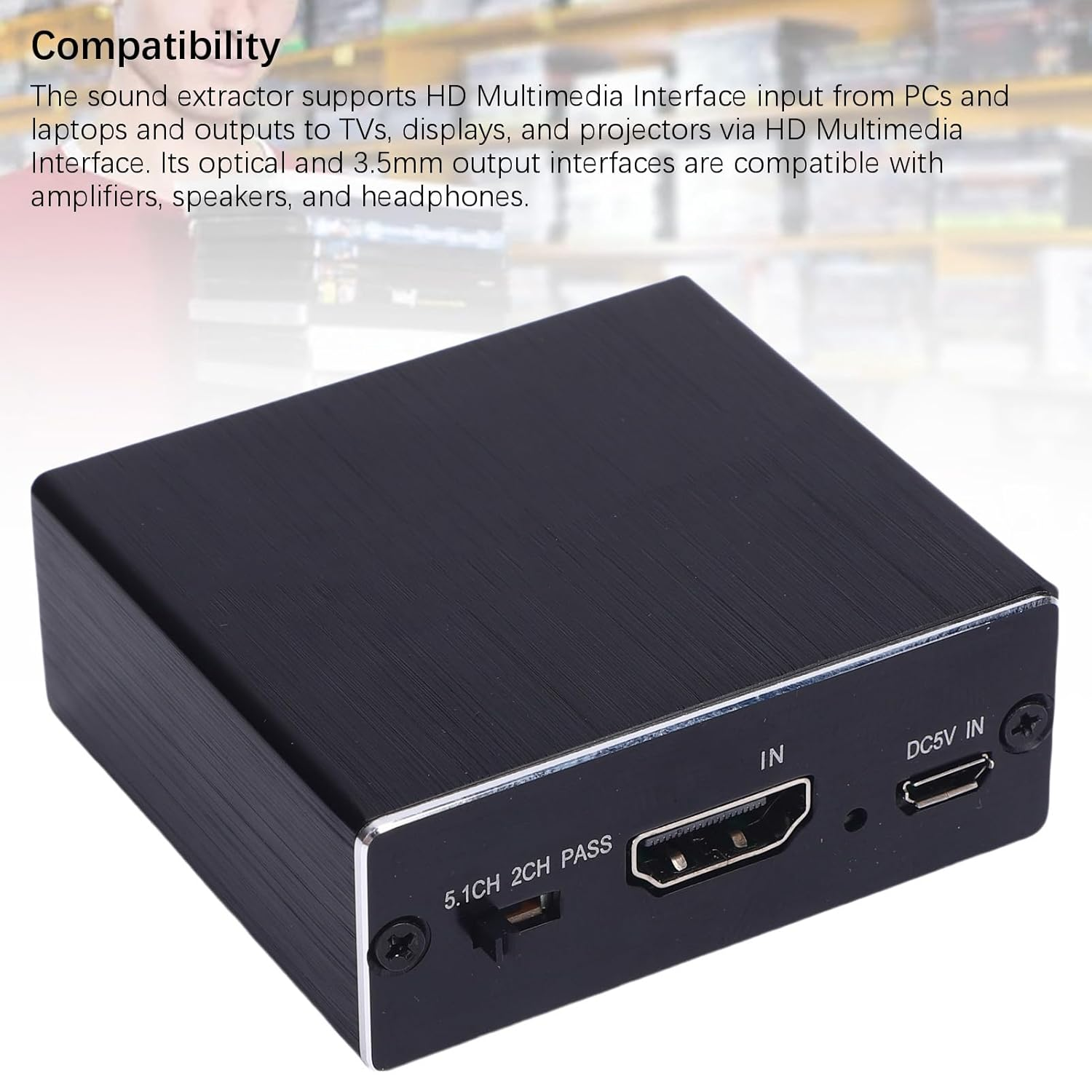 Bewinner 4K Audio Extractor, Sound Extractor with Rich Port, Convert to Optical S/PDIF and AUX 3.5Mm Sound Outputs, for Home Theater, Professional AV Setups and Gaming Sessions image number 6