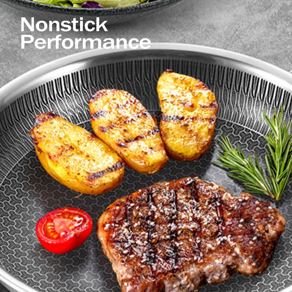 Stainless Steel Pan, 3-Layer Stainless Non Stick Frying Pan, Thickened Frying Pan without Coating Suitable for Nduction,Gas Cooktops,Ceramic and Electric Stove（11 Lnch） image number 6