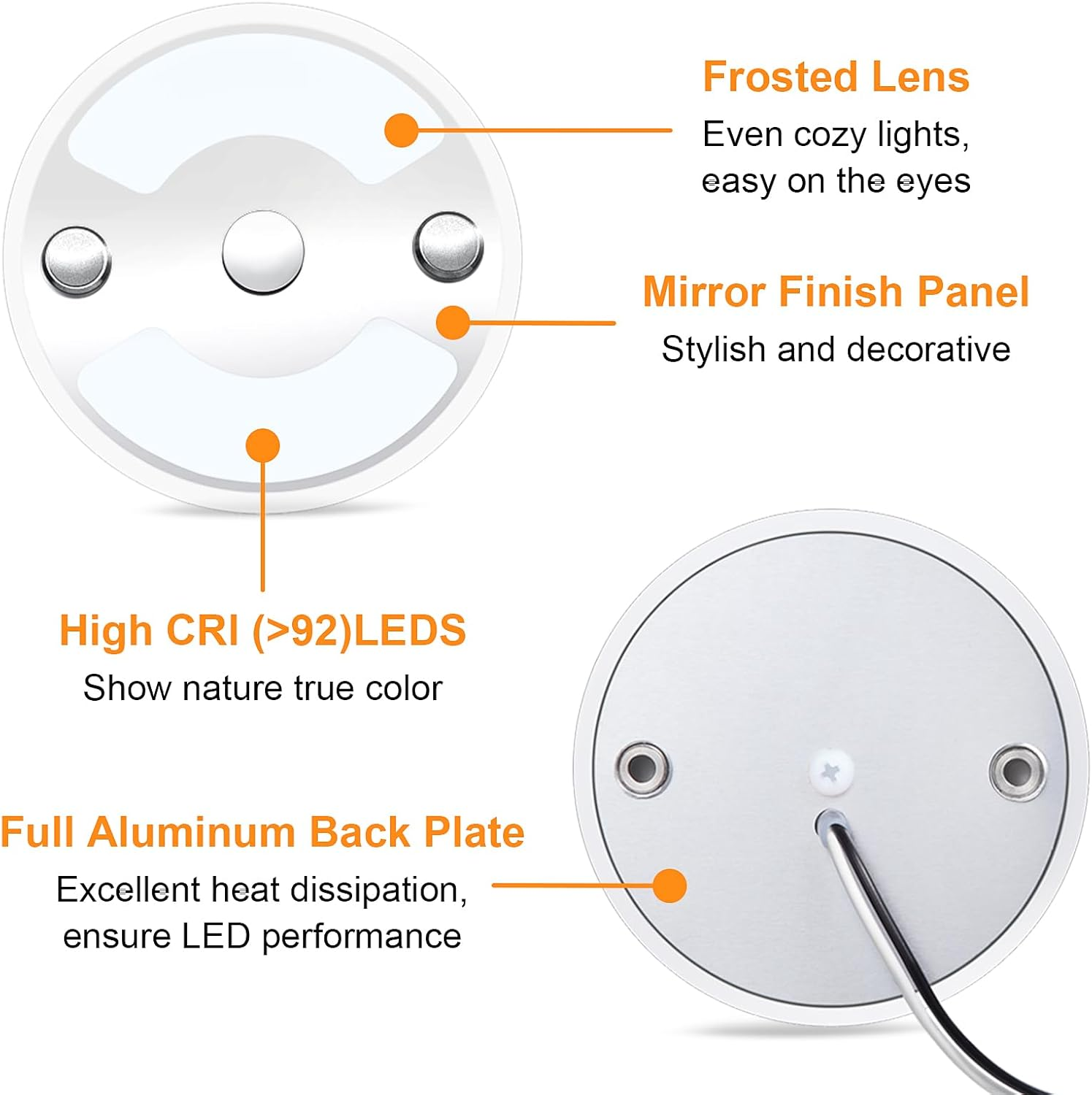 4 X 3&rdquo; 12V Campervan LED Interior Panel Puck Light Dimmable Ceiling Disk Light 5000K, Caravan Boat Surface Mount Fixture with Touch Switch for Motorhome Van Lighting - Warm White image number 5