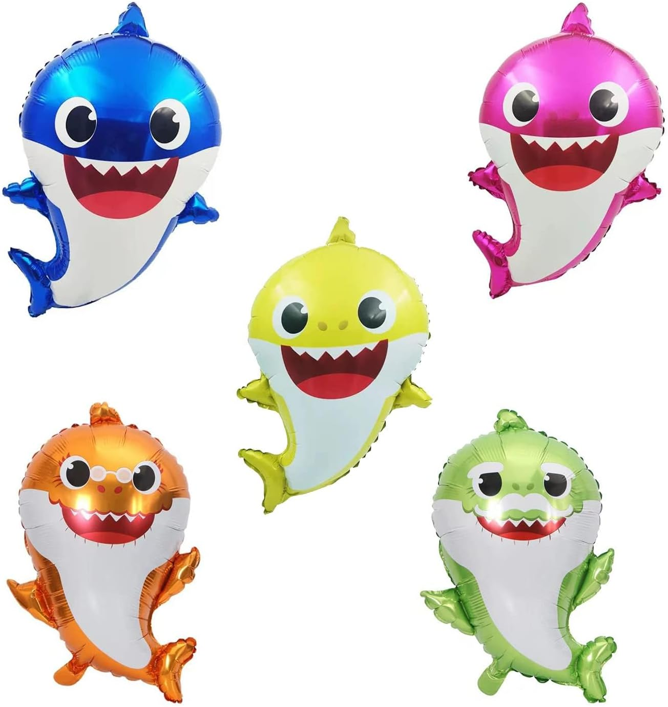 DAPIN Baby Shark Party Decorations, 5 Packs of Shark Helium Balloons 24 Inches for Ocean Themed Parties, Undersea Parties, Baby Shark Family Themed Birthdays image number 4