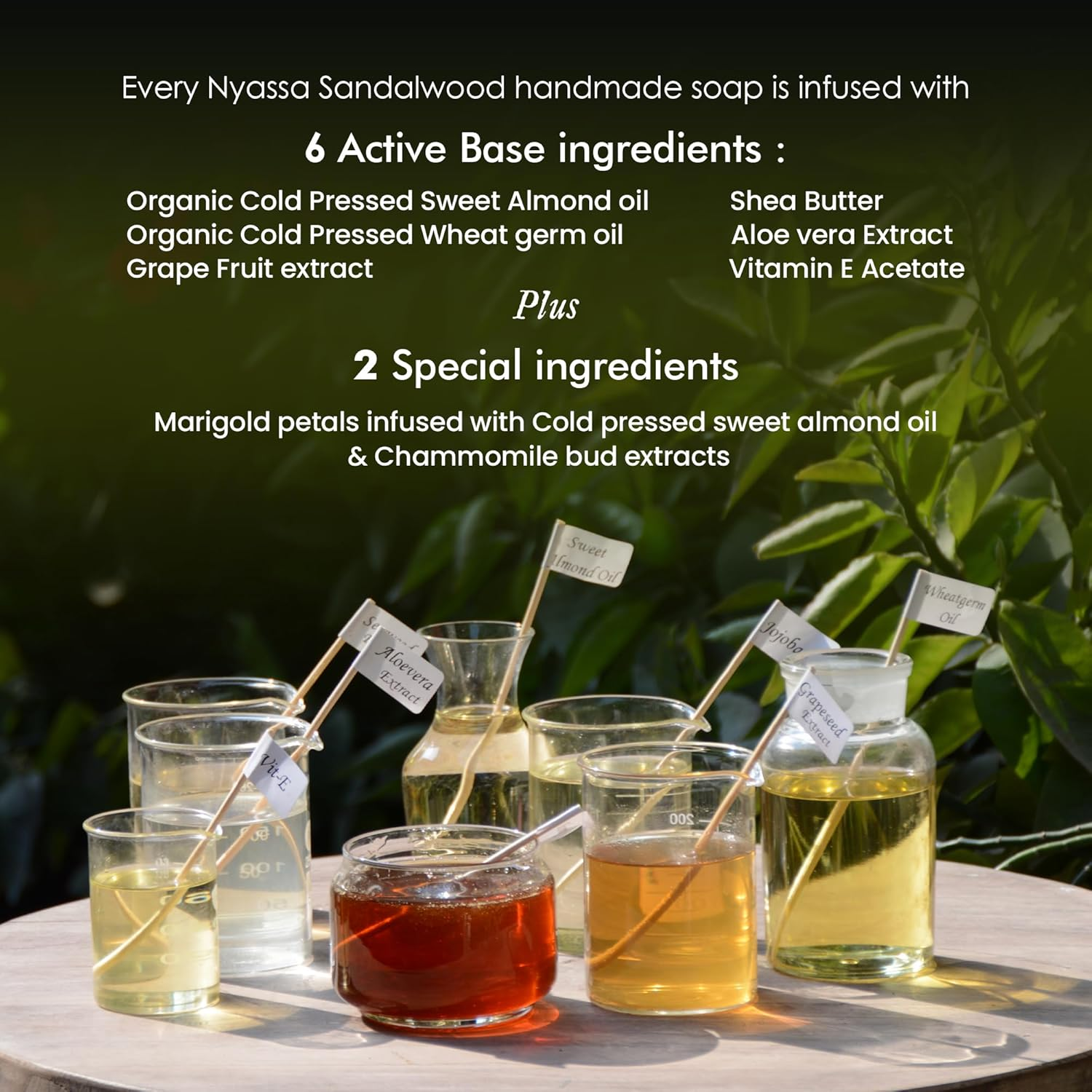 Nyassa Sacred Sandalwood Handmade Soap with Natural Ingredients and a Warm Woody Fragrance. Enriched with Chamomile Extracts and Calendula Extracts. Sweet Almond Oil No Paraben, Cruelty Free (150Gm)