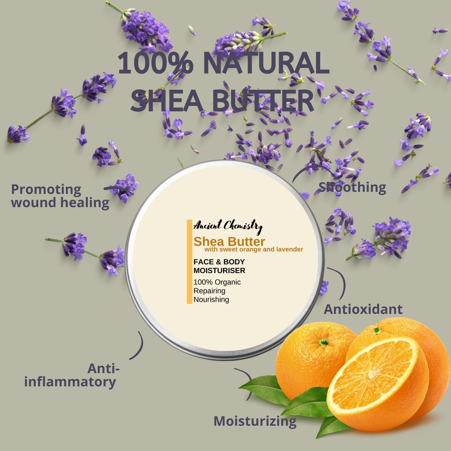 100ML Organic Shea Butter Moisturizer Wit Sweet Orange and Lavender 100% Pure and Natural &ndash; Deep Moisturizing Body Butter for Dry Skin, Stretch Marks, Hair Care image number 3