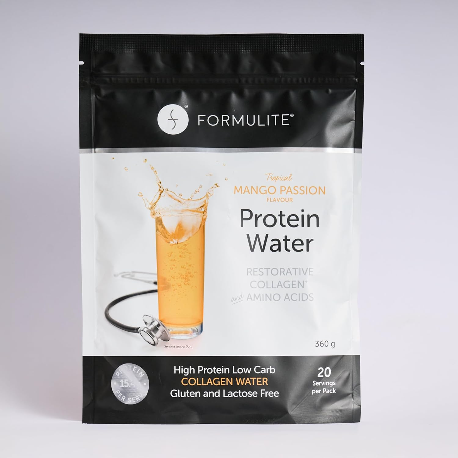 Formulite Recovery Protein Pouch 500G, with Collagen and Amino Acids, High Protein, Low Carb, Low Sugar, Gluten Free, Dairy Free for Men and Women (Mango Passion) image number 5
