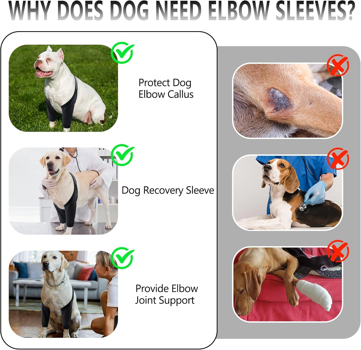 Dog Elbow Protector for Front Leg Calluses, Dog Joint Recovery Sleeve for Prevent Licking, Adjustable Dog Elbow Pads Dog Leg Wound Care, Dog Knee Brace Protector Pads for Canine Sprain Arthritis, L image number 6