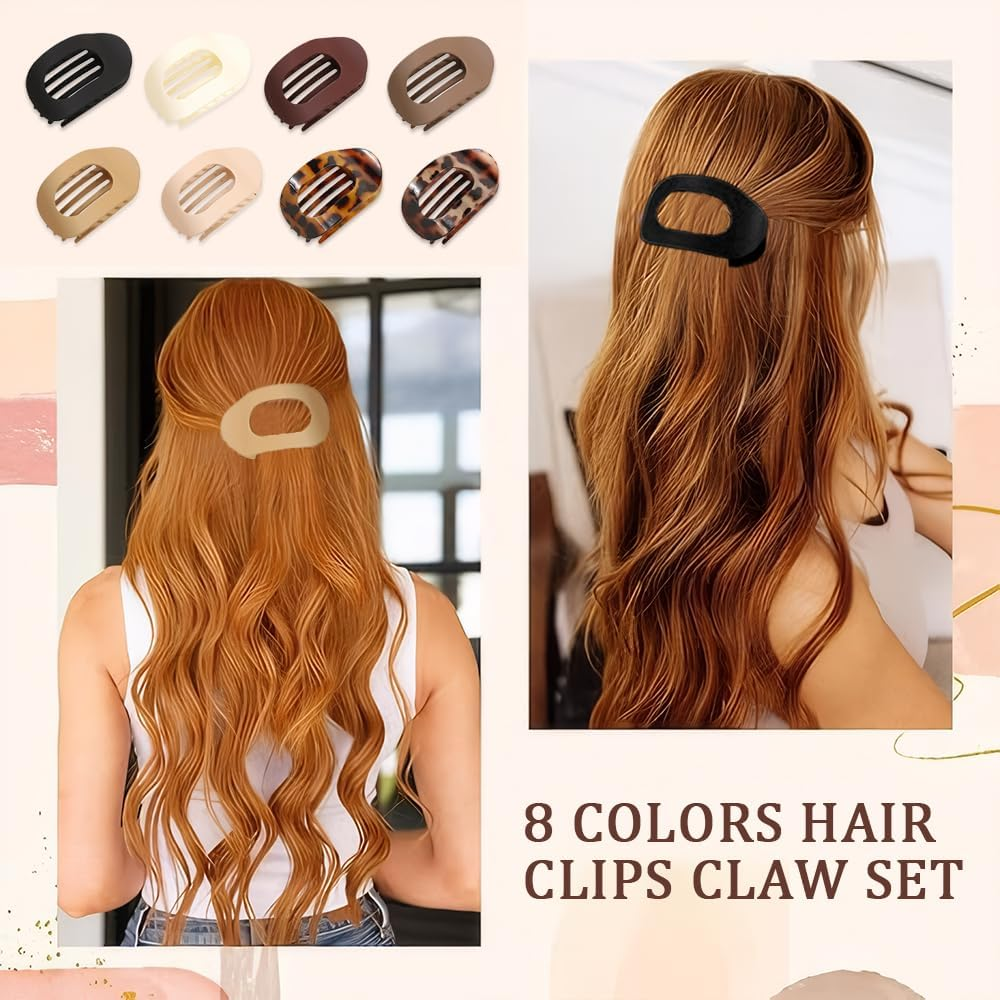 TTPSRY Pack of 8 Hair Clips Flat Oval Hair Clips Strong Grip Duckbill Clips Updo Hairstyles Simple Simple Hair Accessories for Women image number 6