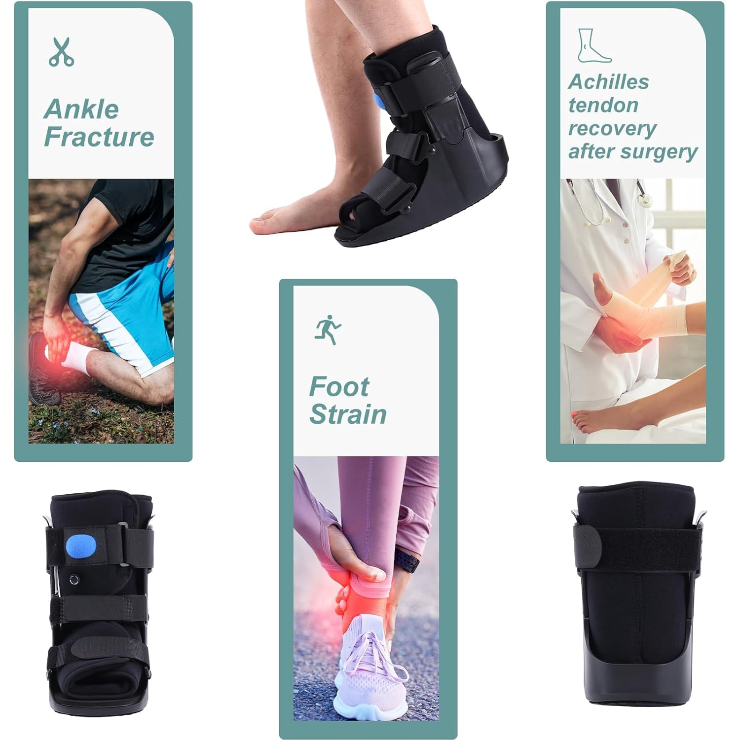 Inflatable Walking Boot Air Cam Walker, Orthopedic Fracture Boot for Broken Foot, Sprained Ankle, Achilles Tendonitis & Post-Surgery Recovery, Lightweight & Adjustable Foot Support (M) image number 4