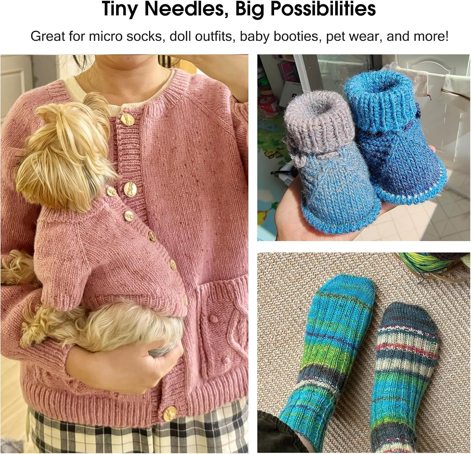 Guclud Interchangeable Circular Knitting Needle Set, 3-Inch Shorties Knitting Needles Sizes US 2.5, 3, 4, 5, 6, 7, 8, 9, 10 with Cable, Accessories and Case, 9-Pairs image number 3