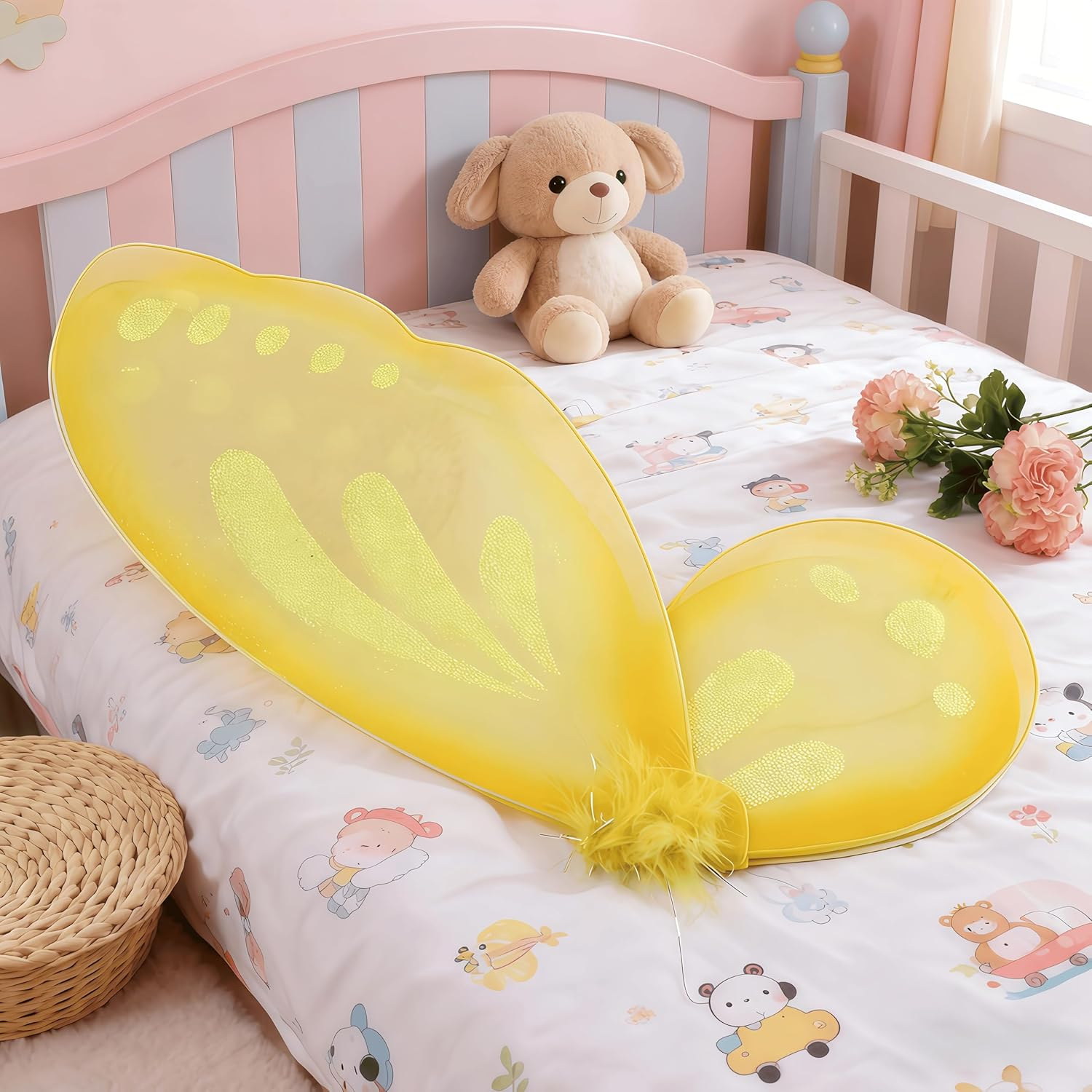 WLFADDY Butterfly Fairy Wings, Princess Costume Accessory for Girls, Yellow, Party and Halloween Dress Up image number 2