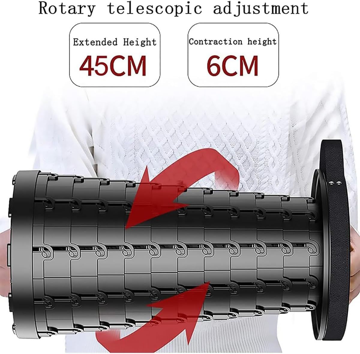 AIMALL Telescopic Folding Stool for Outdoor Travel, Portable Rainbow High-Speed Railway Train Seat, Adjustable Height 10.03In X 17.71In, Compact PP Material, Available in Red, Blue, Orange image number 2