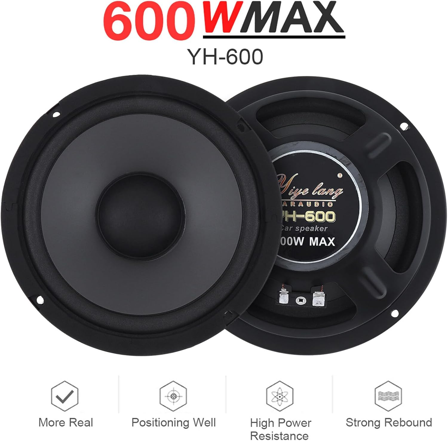 Yiye Lang Car Stereo Speaker 6.5 Inch Coaxial Speaker Car 600W Car Subwoofer 2-Way Speaker 1 Pair Car Speaker Car Stereo System Perfect Sound Quality image number 5