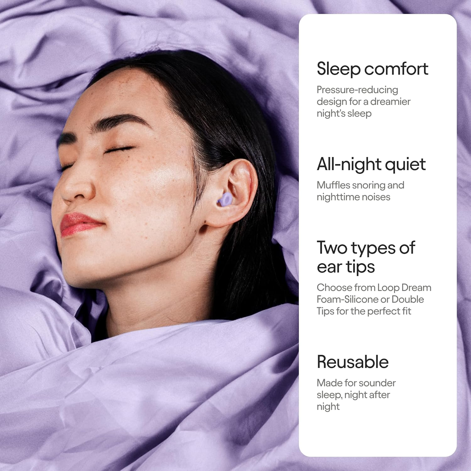 Loop Dream &ndash; Silicone/Memory Foam Earplugs for Sleep Comfort | Comfortable Ear Plugs for Muffling Snoring & Sleeping | Customized Fit | 27Db (SNR) Noise Reduction