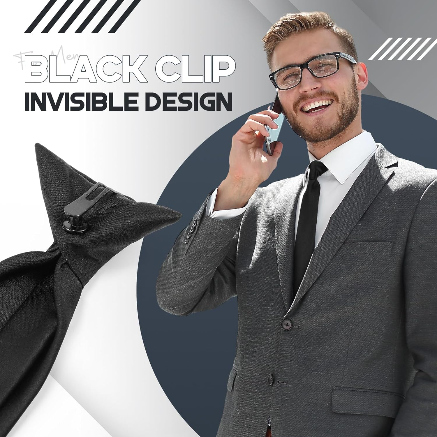 Janmercy Clip on Tie for Men 20 Inch Solid Skinny Formal Neck Tie Pretied for Office School Wedding Business Uniforms image number 1