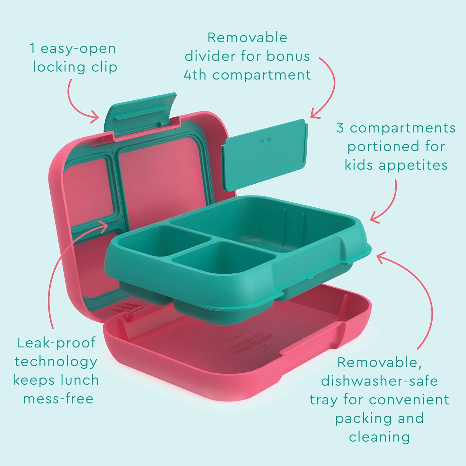 Bentgo Pop Lunch Box - Bright Coral/Teal image number 2