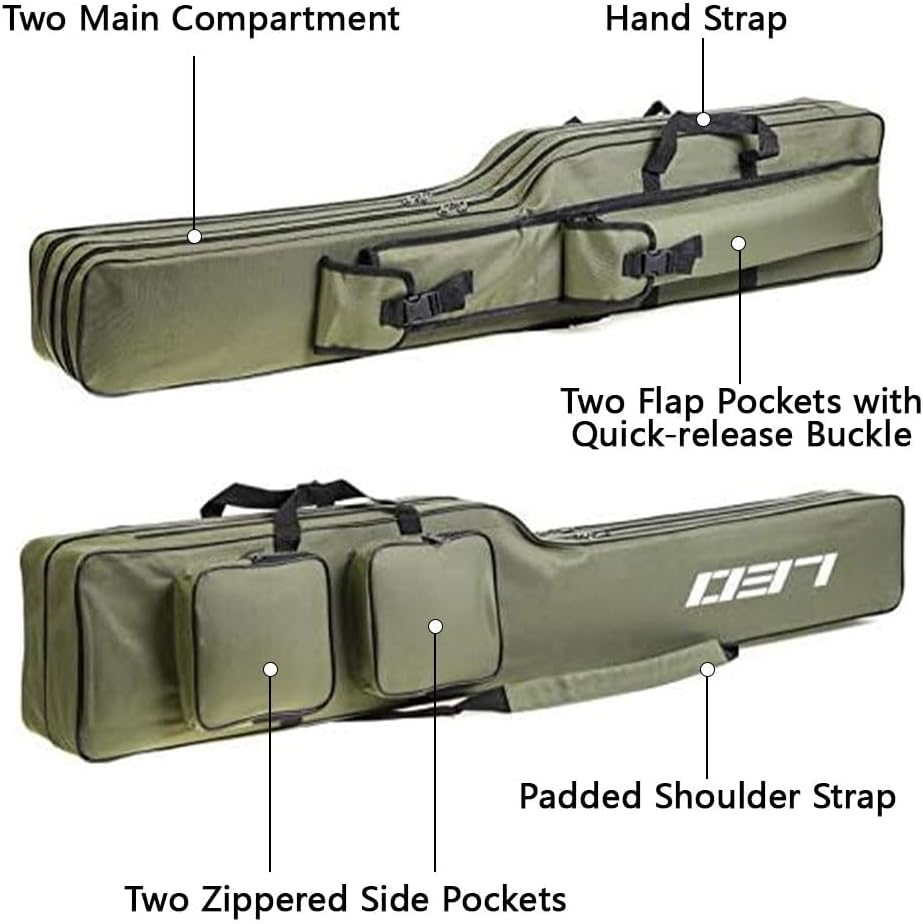 Fishing Rod Bag 130Cm &ndash; Large Capacity Folding Tackle Storage Bag, Waterproof Organizer Case, 2-Layer Portable Oxford Travel Carry Bag for Outdoor Fishing Gear, Gifts for Men image number 5
