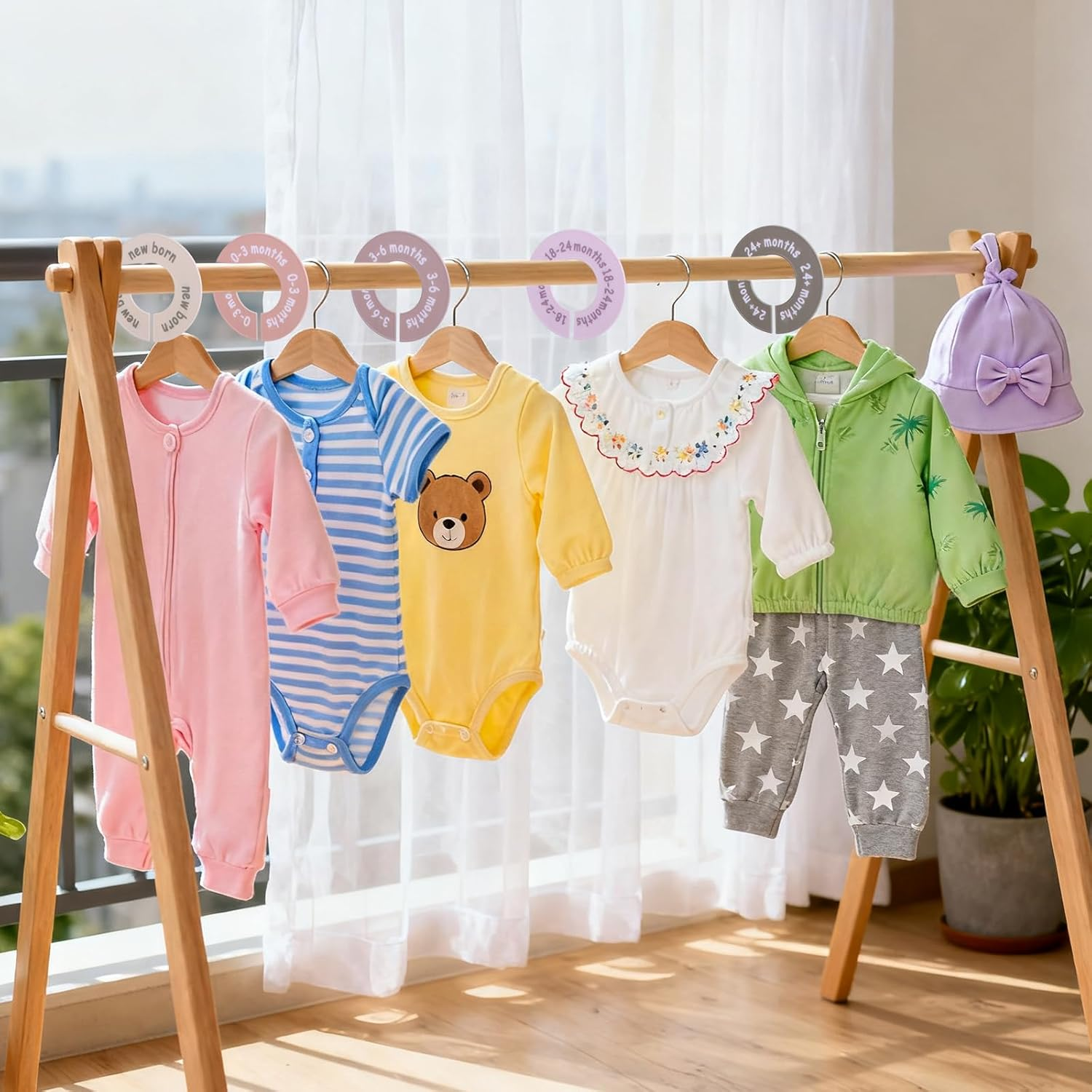 8Pcs Baby Clothes Dividers for Closet, Plastic Nursery Closet Organizers round Size Dividers for Newborn Toddler Age Labels Wardrobe Decor & Storage Solution image number 2