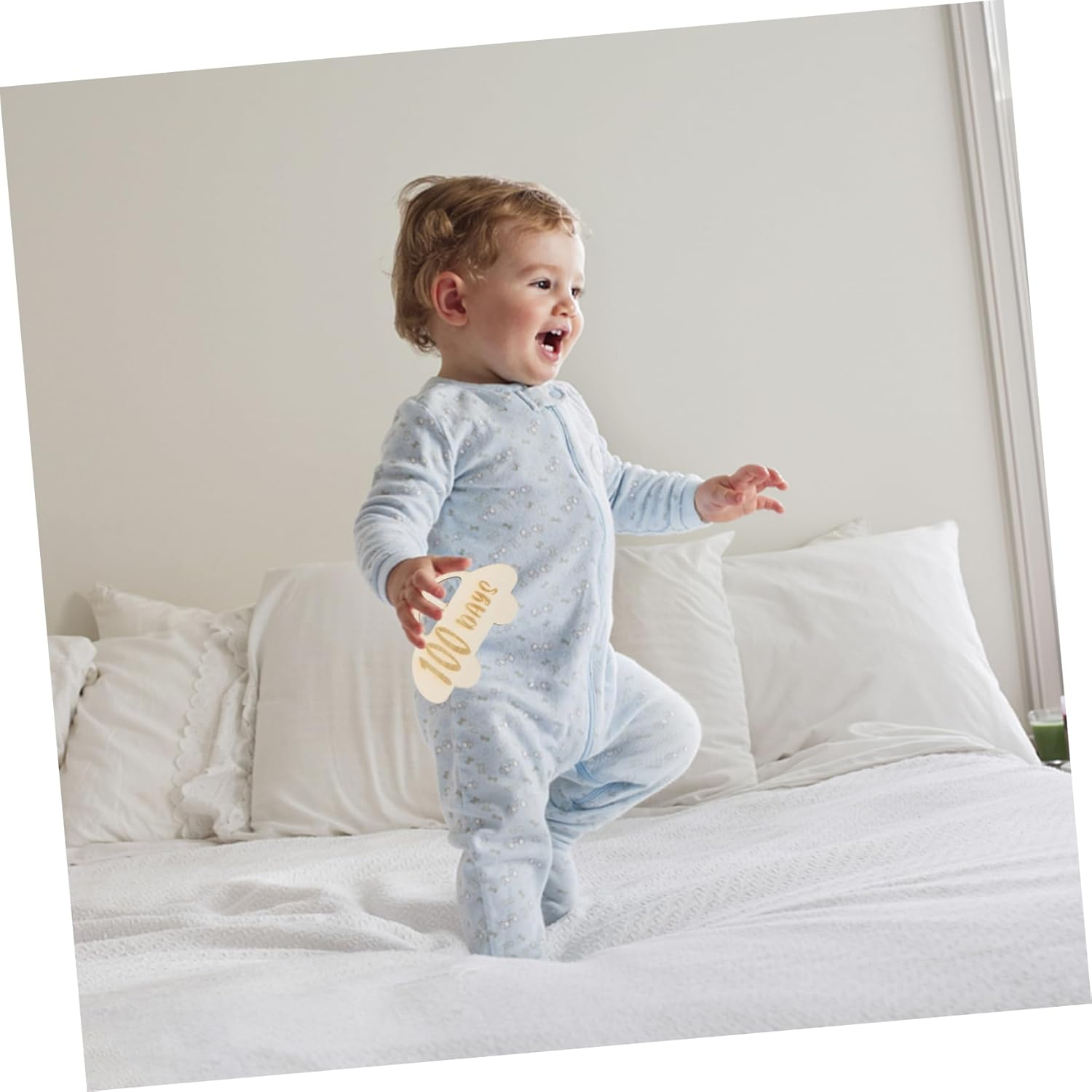 KOCKSHION Wooden Milestone Marker Chip for Newborn Growth Photography Days Memory Milestone Card for Shower and Birth Announcements image number 2