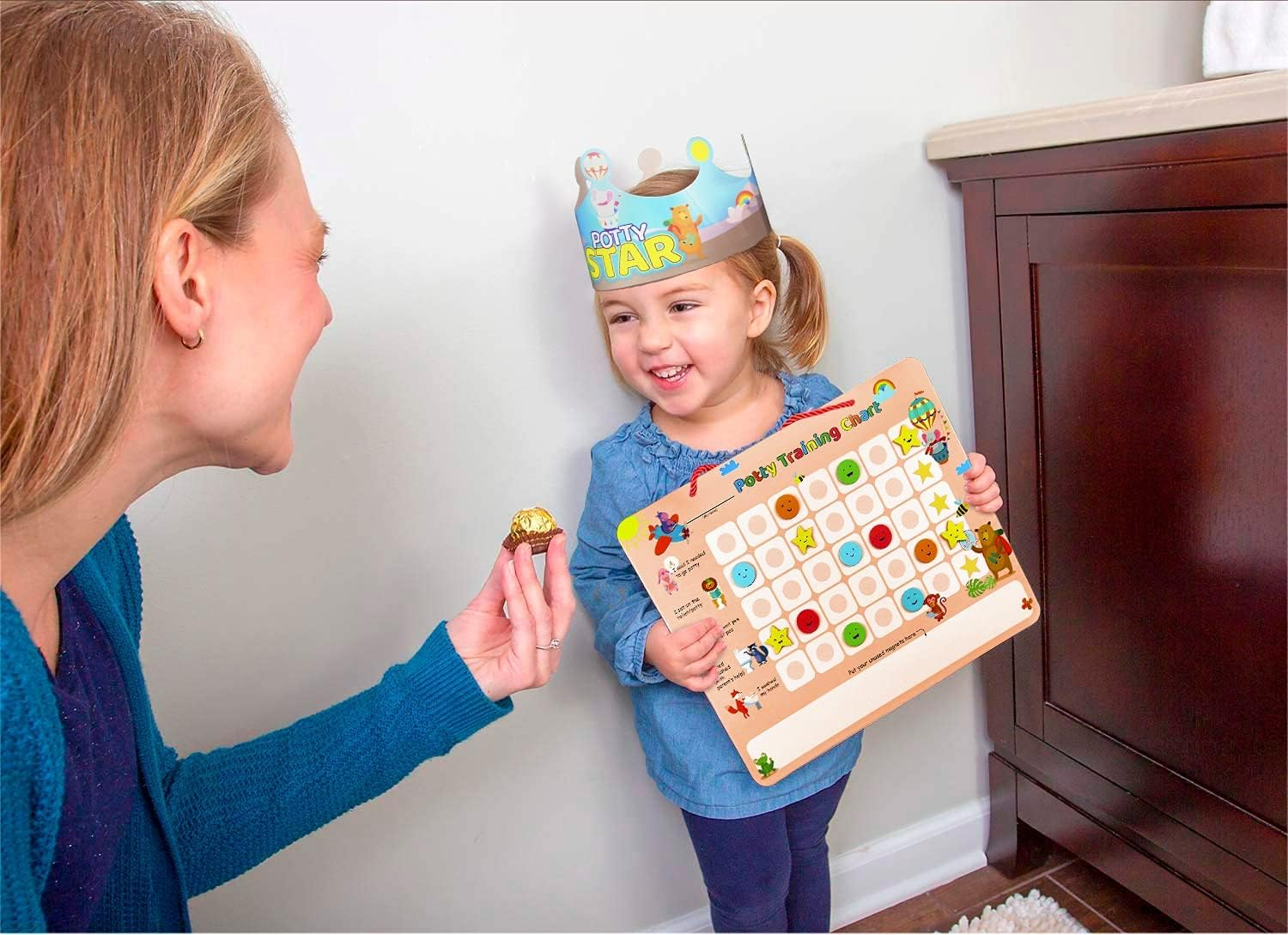 Potty Training Chart with 35 Stickers, 3 Reminder Stickers and Crown for Toddlers Boys and Girls - Potty Training Rewards for Kids - Zoo Animal image number 2