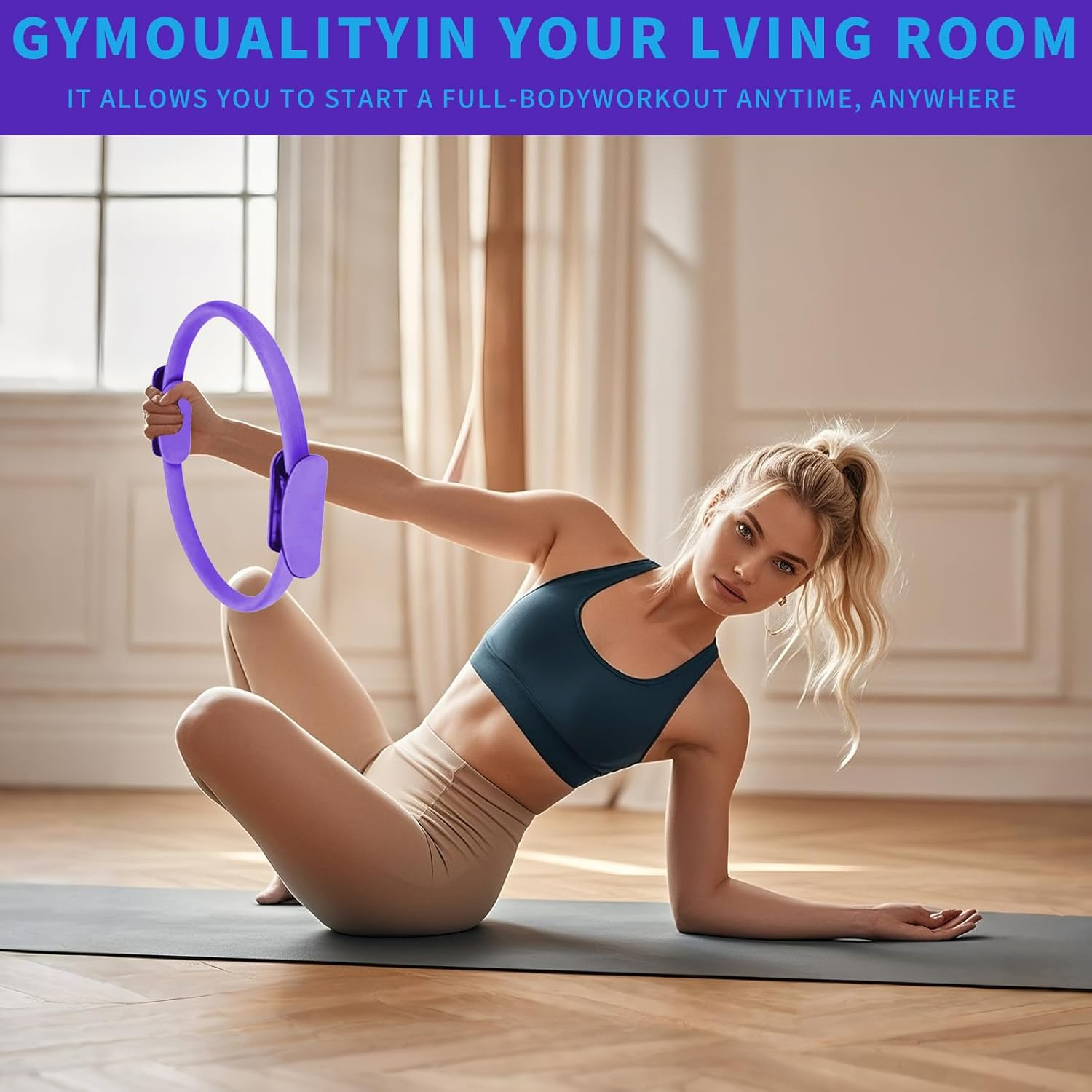 Pilates Essentials Kit for Women, 13 Piece Home Pilates Equipment Set with Ring, Bands & Yoga Ball, Beginner Friendly Home Workouts, Yoga Mat Accessories for Fitness & Stretching image number 6