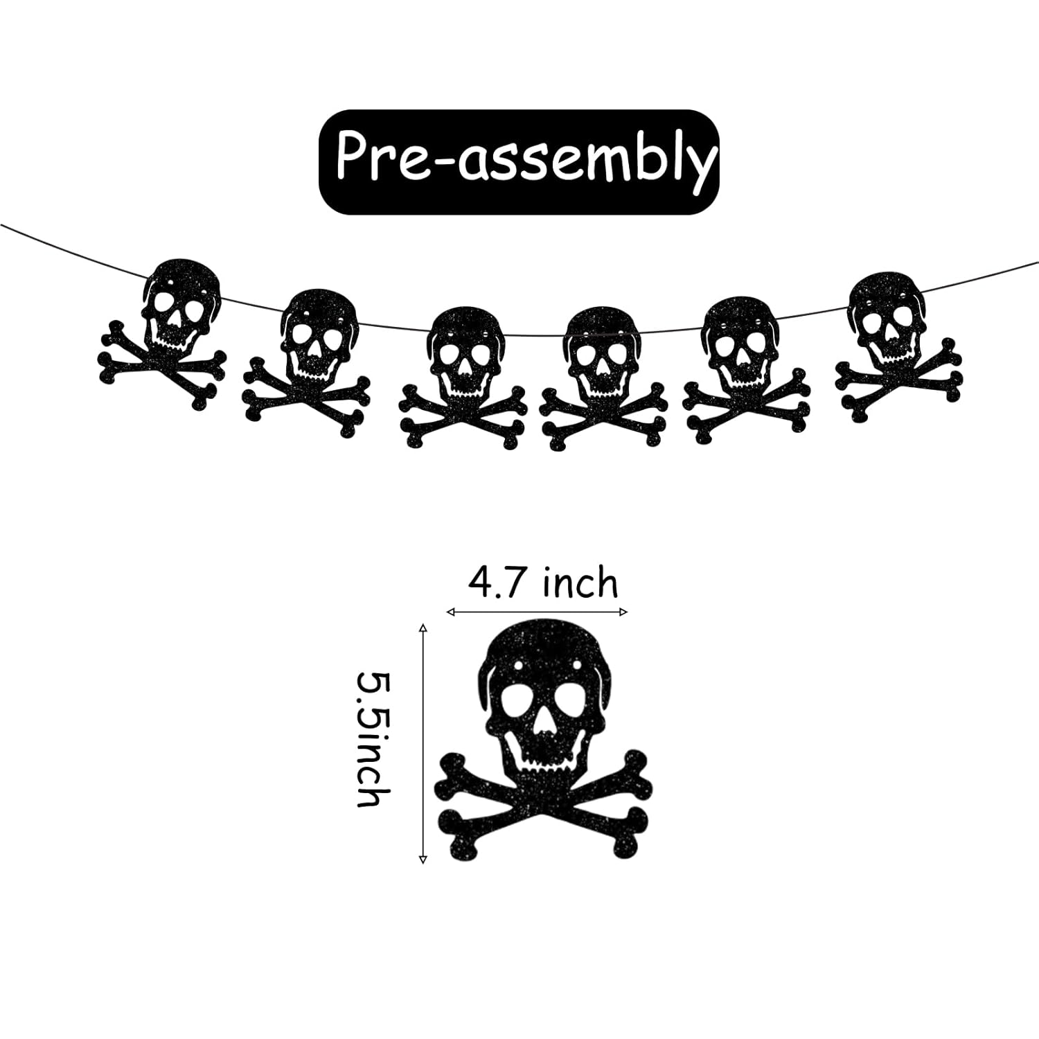 Gothic Happy Birthday Banner Black Glitter Old English Skull Garland Funny Funeral Birthday Banner for Scream Party,20Th 30Th 40Th Birthday,Gothic Birthday Decorations,Halloween Party image number 5