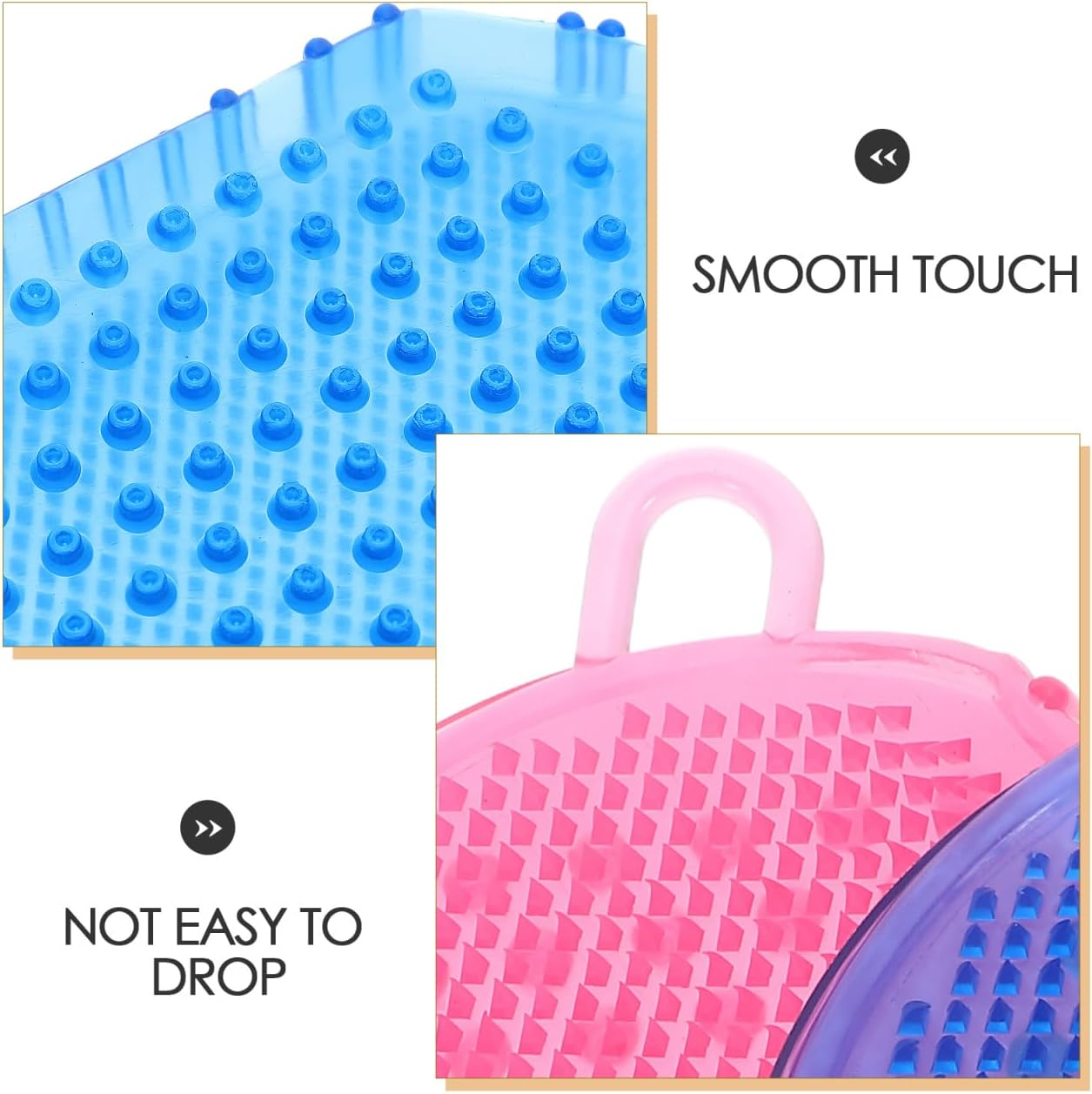 2 Pcs Double Sided Brush Silicon Body Scrubbers Bath Scrubbing Gloves Silicone Scrubbers Exfoliating Scrub Practical Massage Spa Gloves PVC Household Shampoo Brush image number 4
